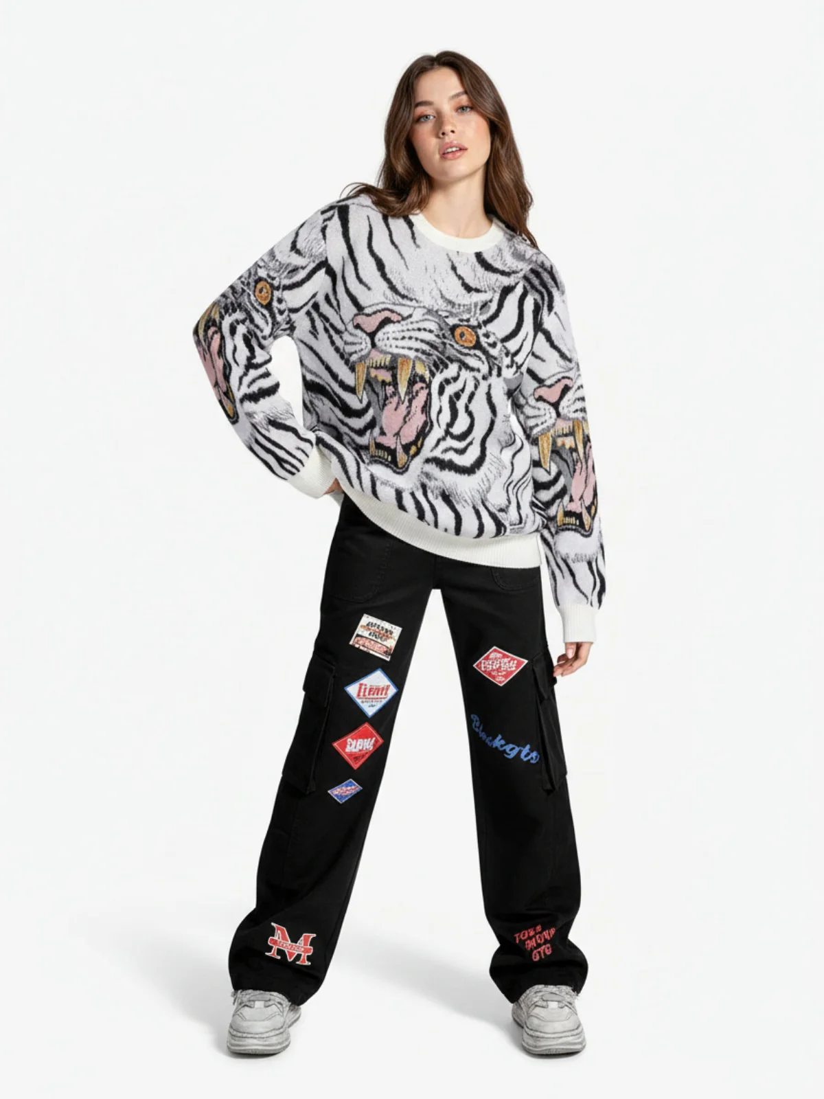 Tiger Crew Neck Knitted Sweater - Image 5