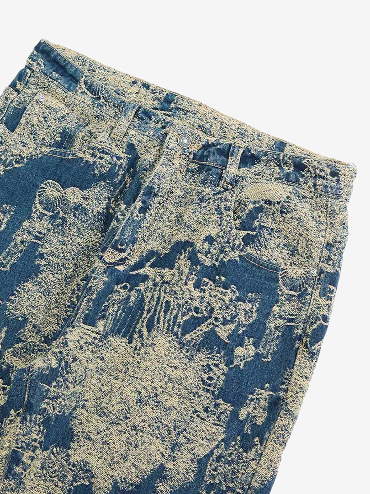 Landscape Jacquard Straight Jeans - Image 3