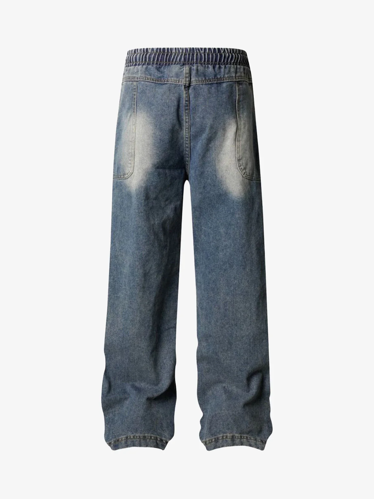 Washed Distressed Deconstructed Split Drawstring Jeans - Image 2
