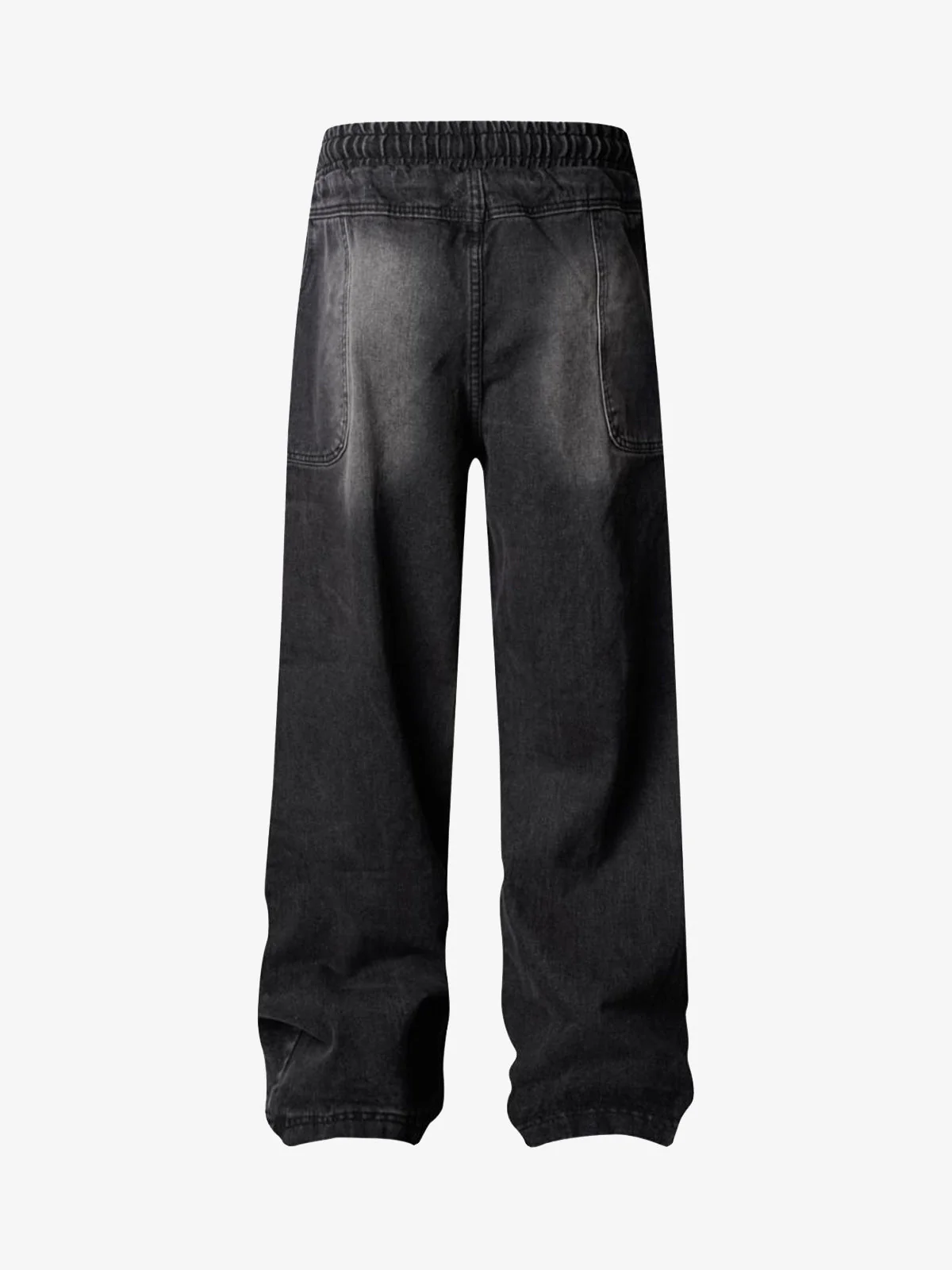 Washed Distressed Deconstructed Split Drawstring Jeans - Image 4