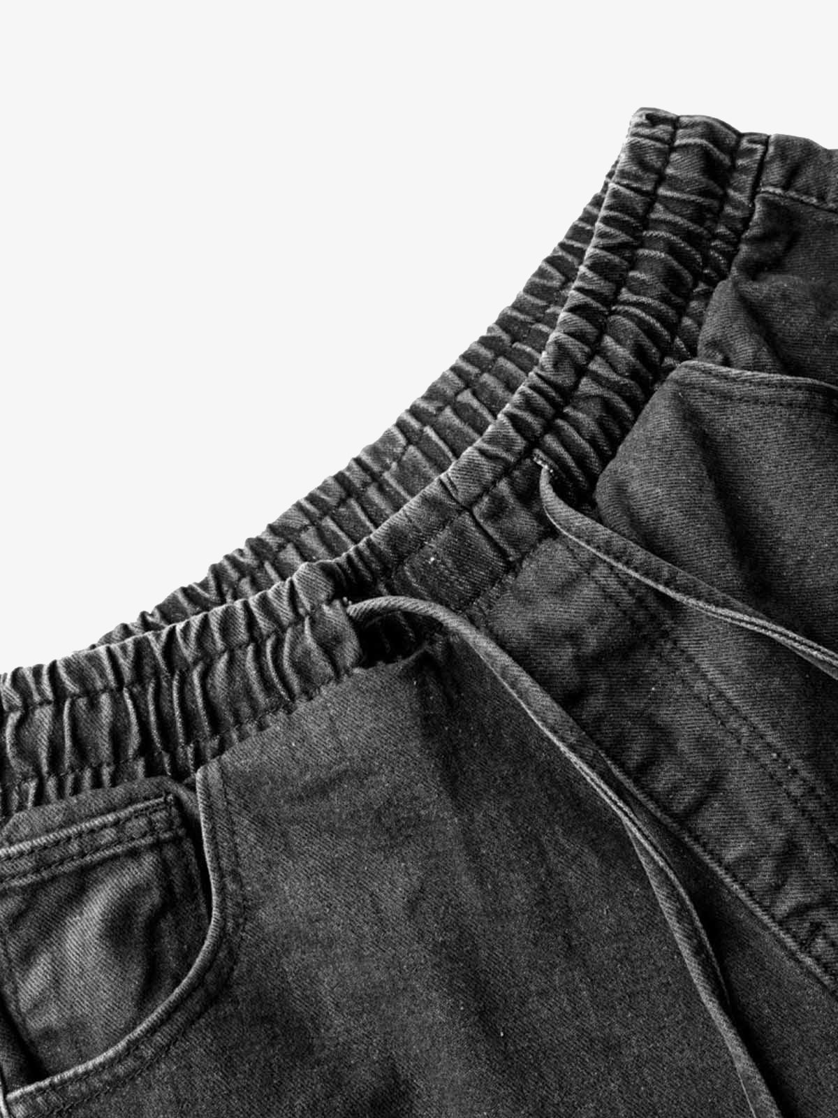 Washed Distressed Deconstructed Split Drawstring Jeans - Image 5