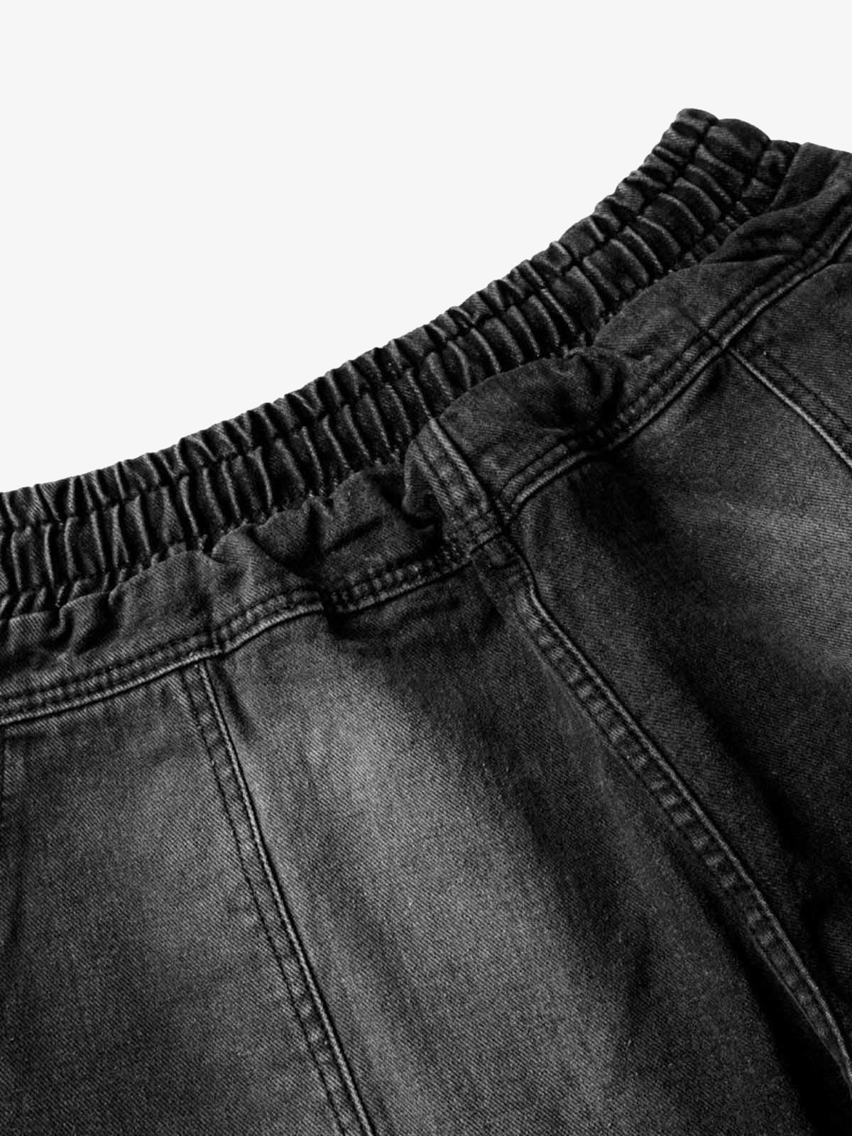 Washed Distressed Deconstructed Split Drawstring Jeans - Image 6