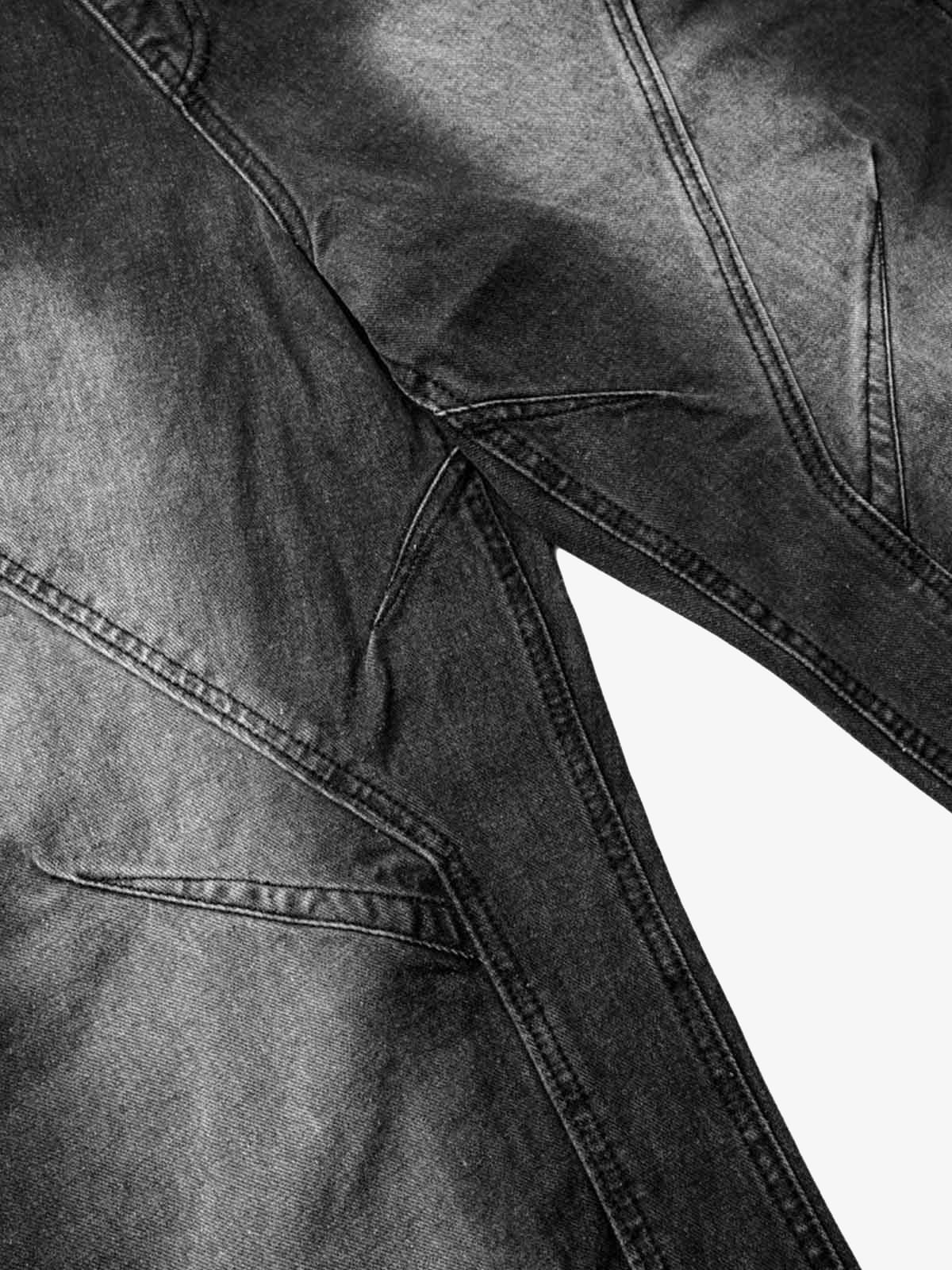 Washed Distressed Deconstructed Split Drawstring Jeans - Image 7