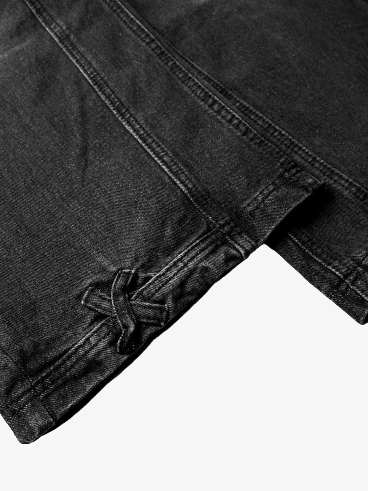 Washed Distressed Deconstructed Split Drawstring Jeans - Image 8