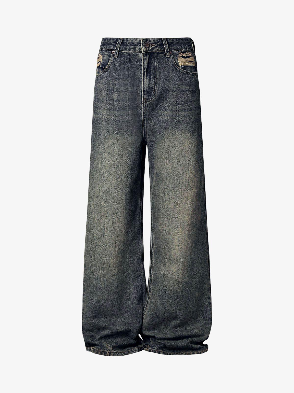 Washed Dirty-Dye Straight Jeans - 2352 - Image 2