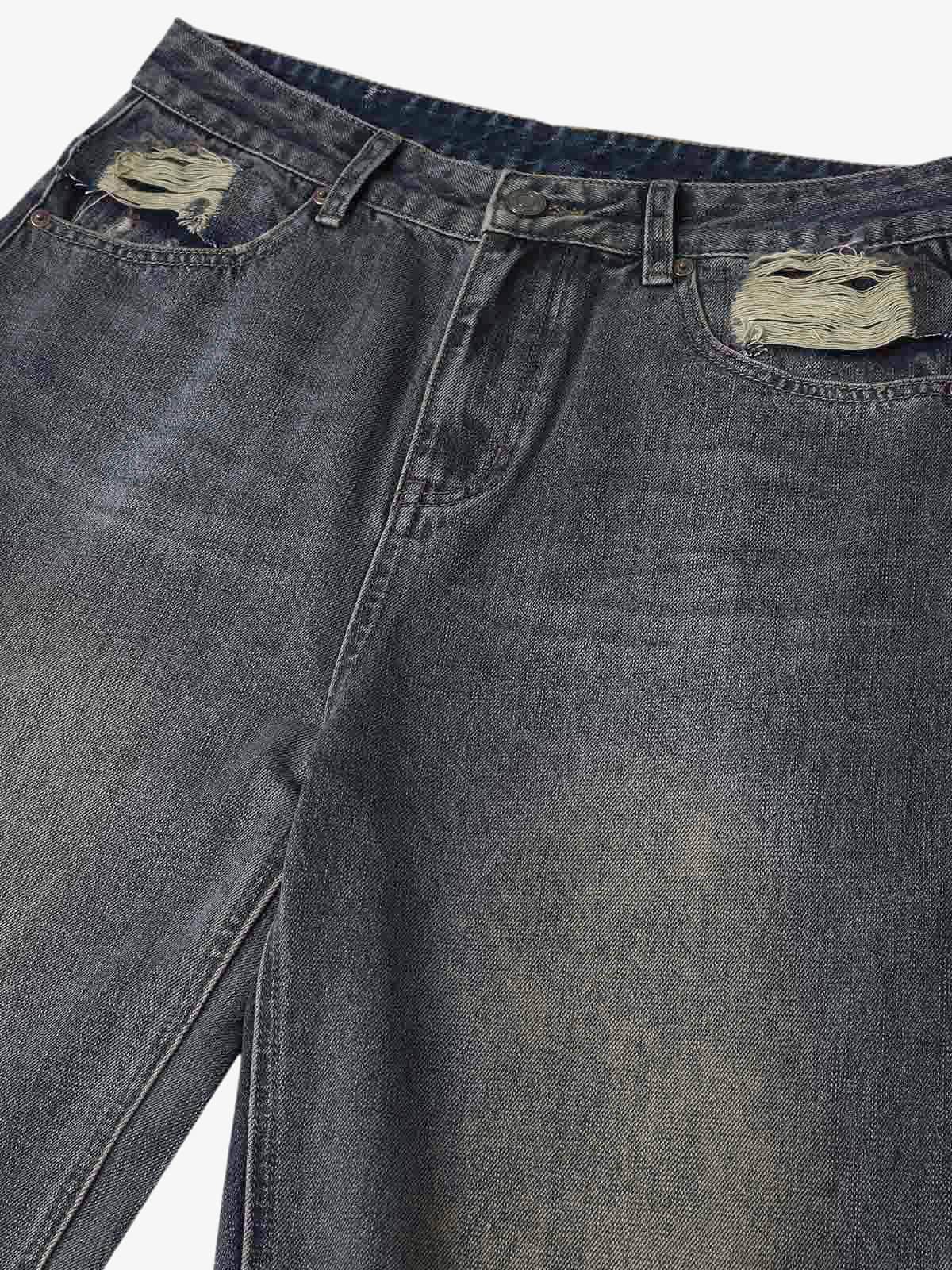 Washed Dirty-Dye Straight Jeans - 2352 - Image 9