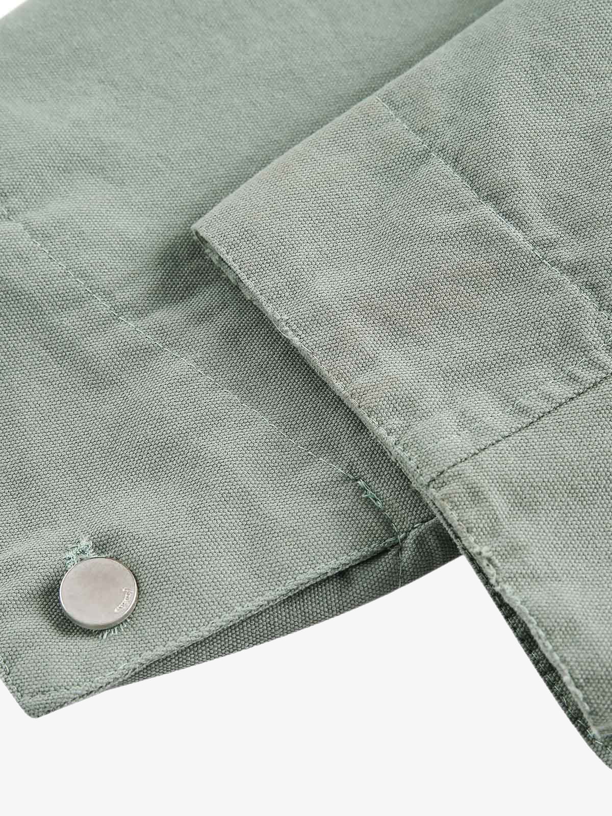 Washed Ripped Gradient Zip Up Work Jacket - Image 6