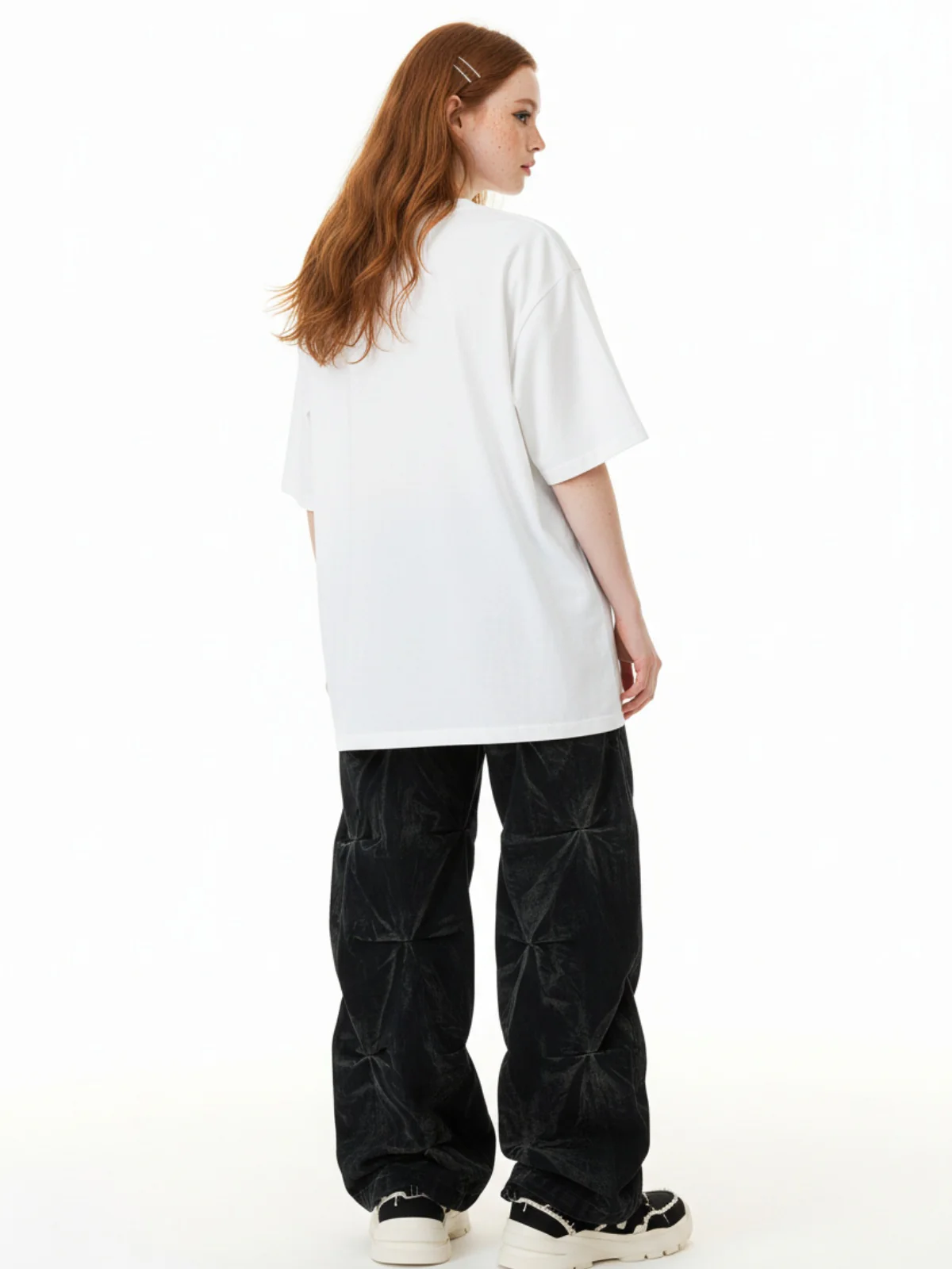 Denim Heavy Washed Distressed Pleated Baggy Jeans - 2282 - Image 5