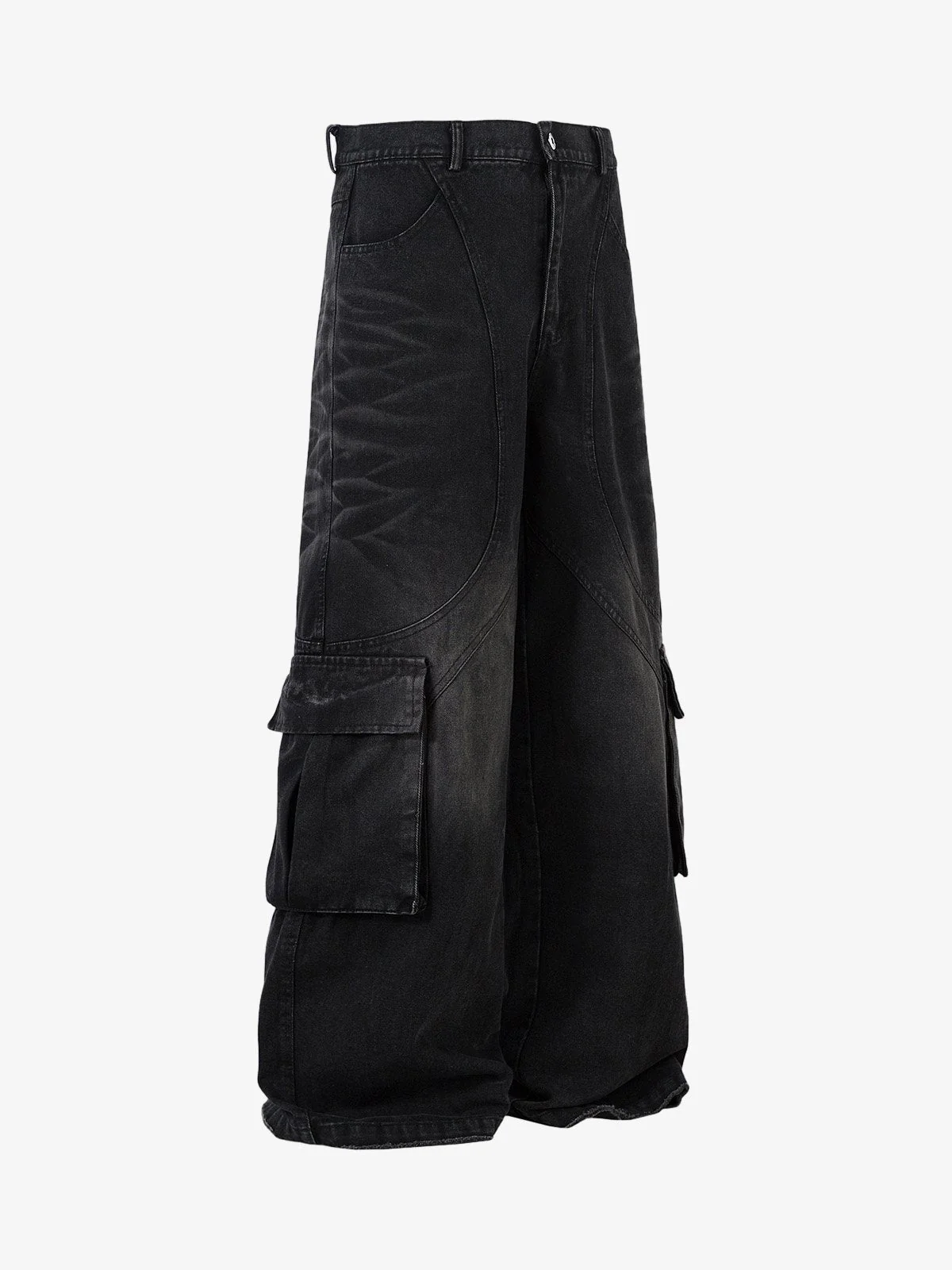 Washed Distressed Multi-Pocket Cargo Jeans - Image 2