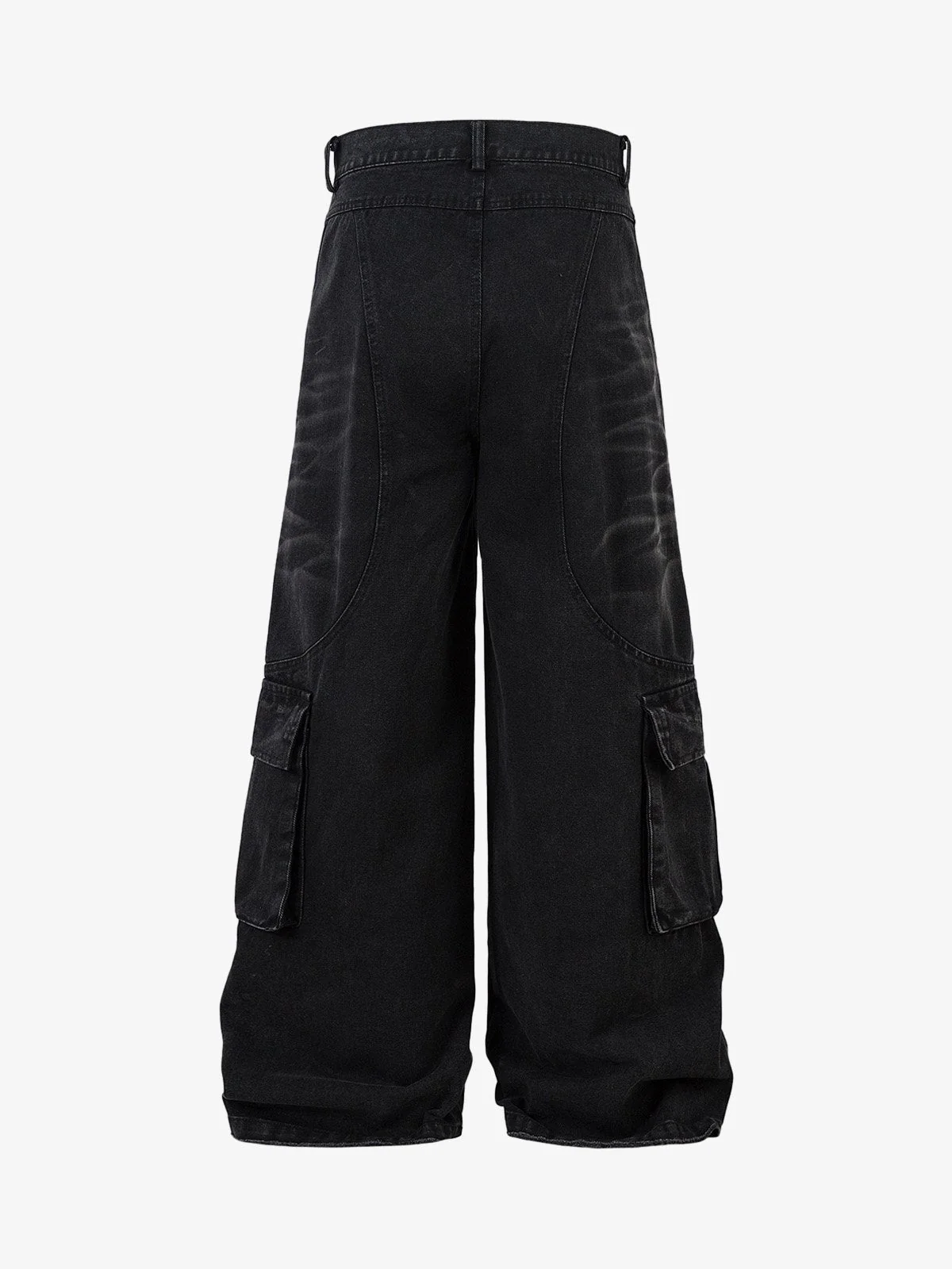 Washed Distressed Multi-Pocket Cargo Jeans - Image 4