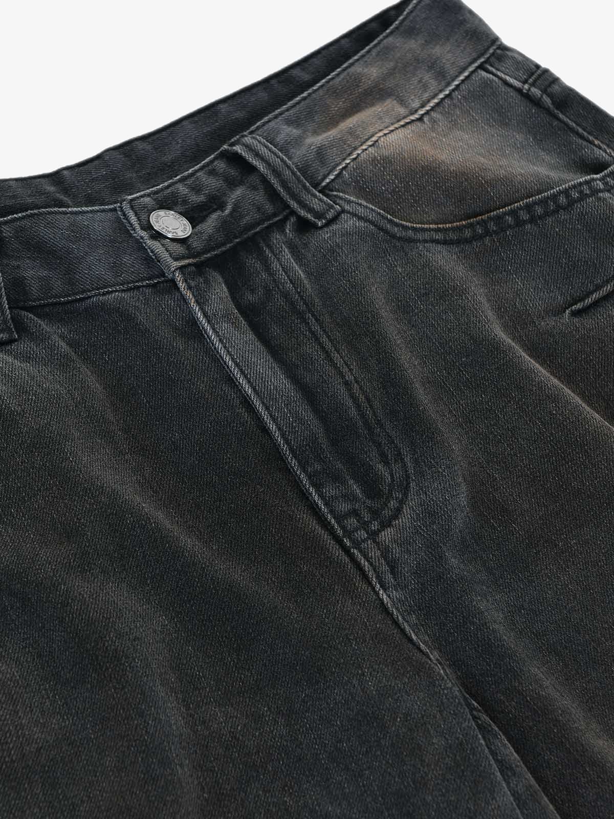 Washed Pleated Straight Jeans - 2263 - Image 8