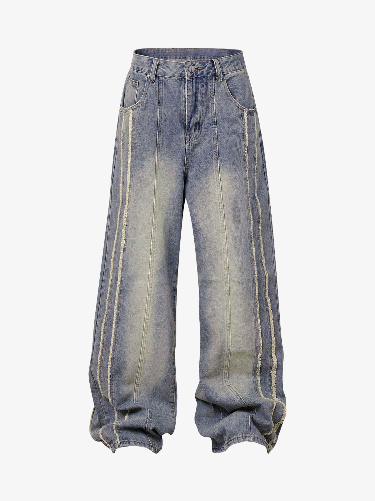 Thesupermade Washed Distressed Raw Edge Baggy Jeans - 2271 - Image 2