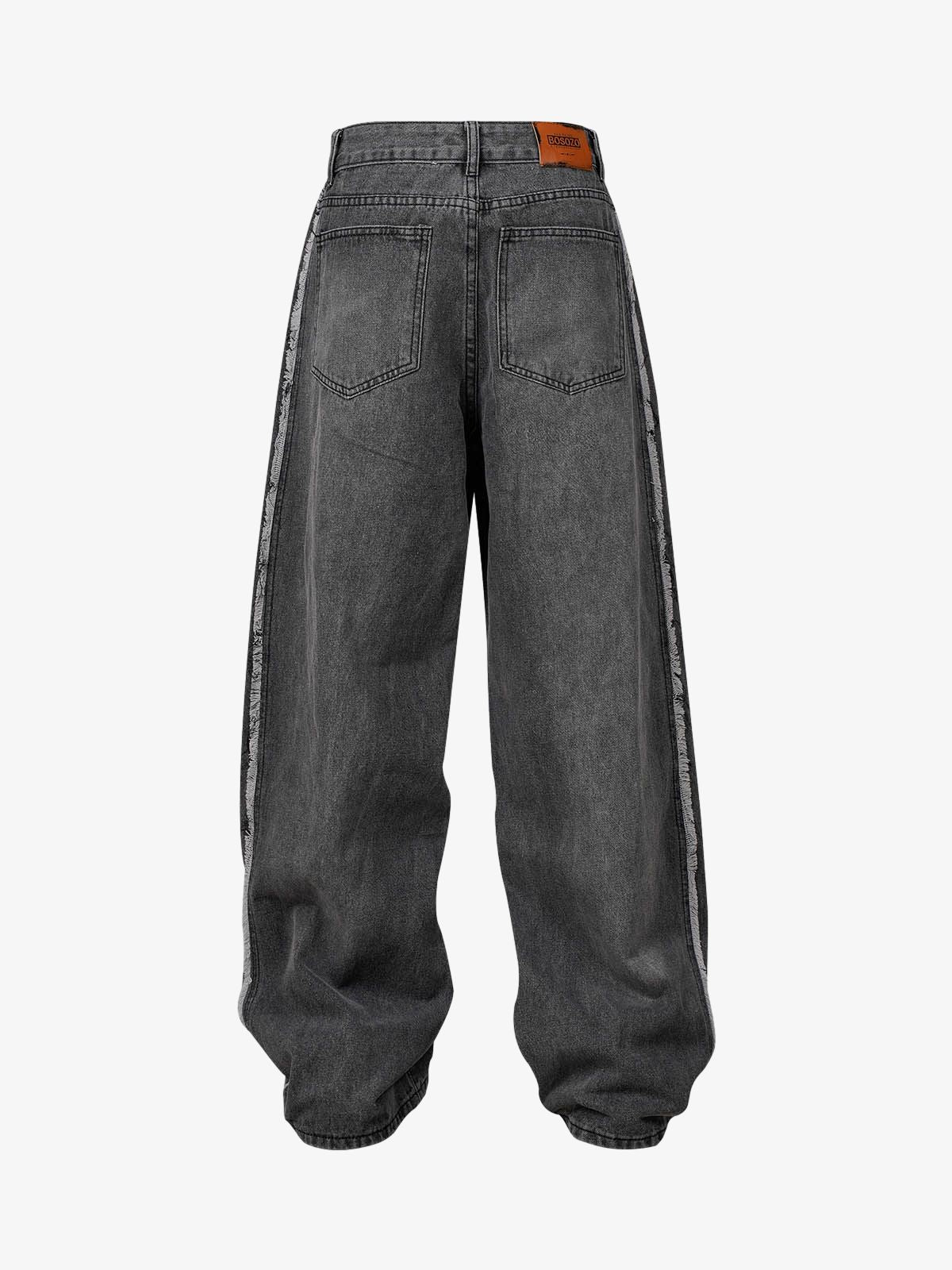 Thesupermade Washed Distressed Raw Edge Baggy Jeans - 2271 - Image 8