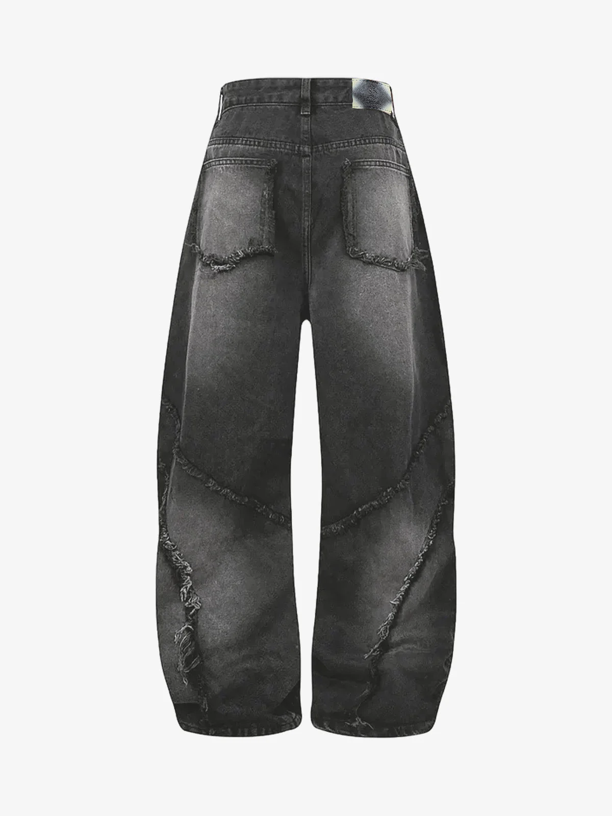 Washed Distressed Raw Edge Barrel Jeans - 2402 - Image 6
