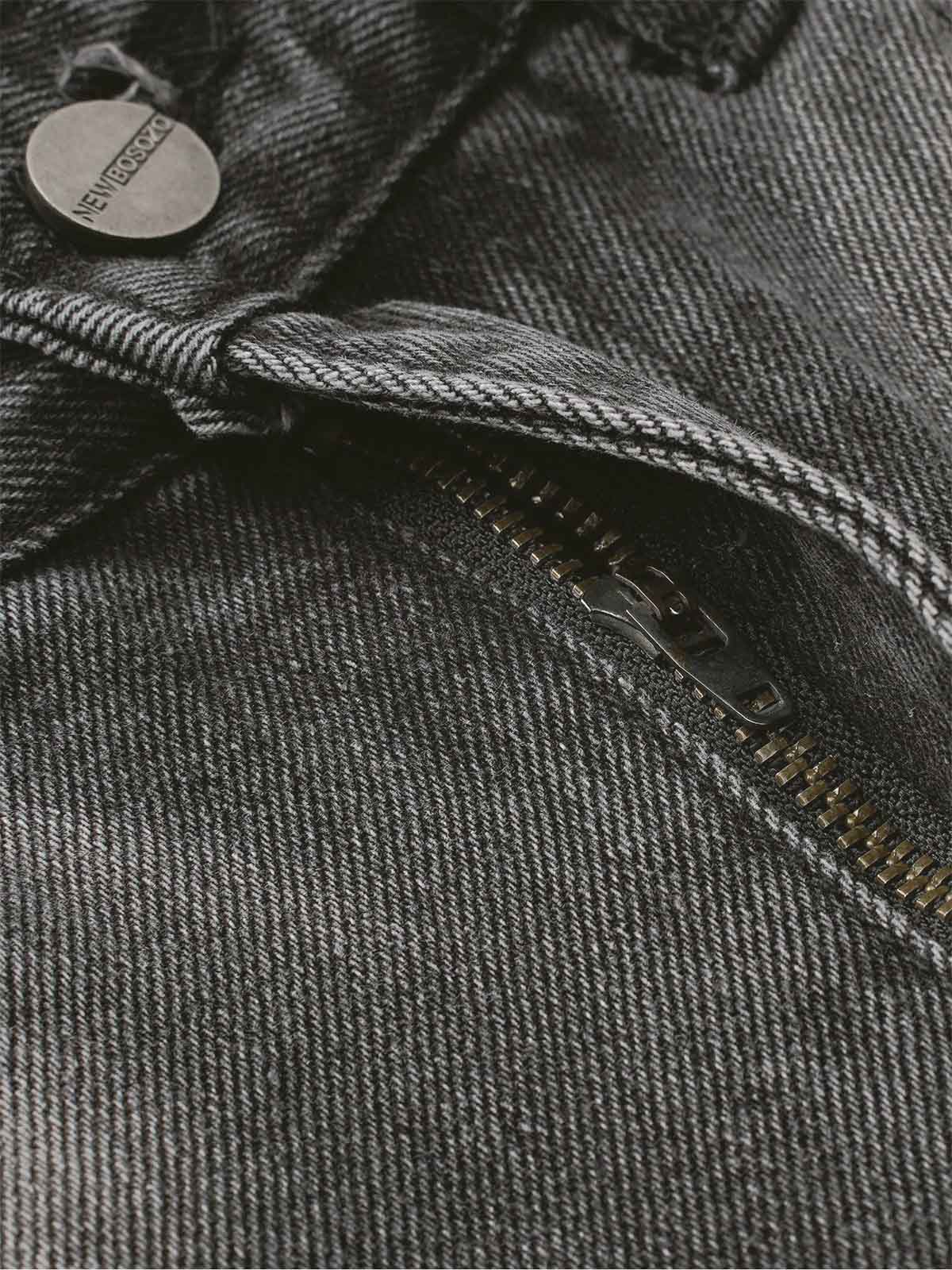 Washed Distressed Raw Edge Barrel Jeans - 2402 - Image 9