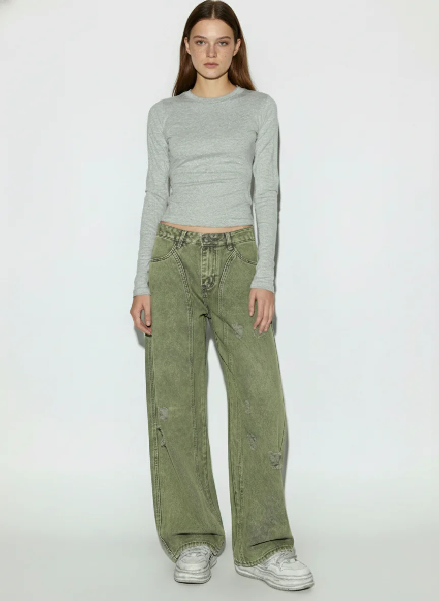 Washed Distressed Ripped Barrel Jeans - Image 4