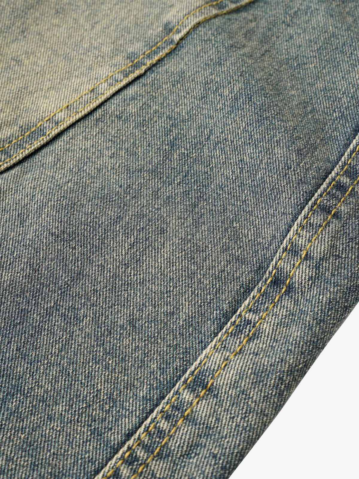 Washed Distressed Split Drawstring Barrel Jeans - Image 15