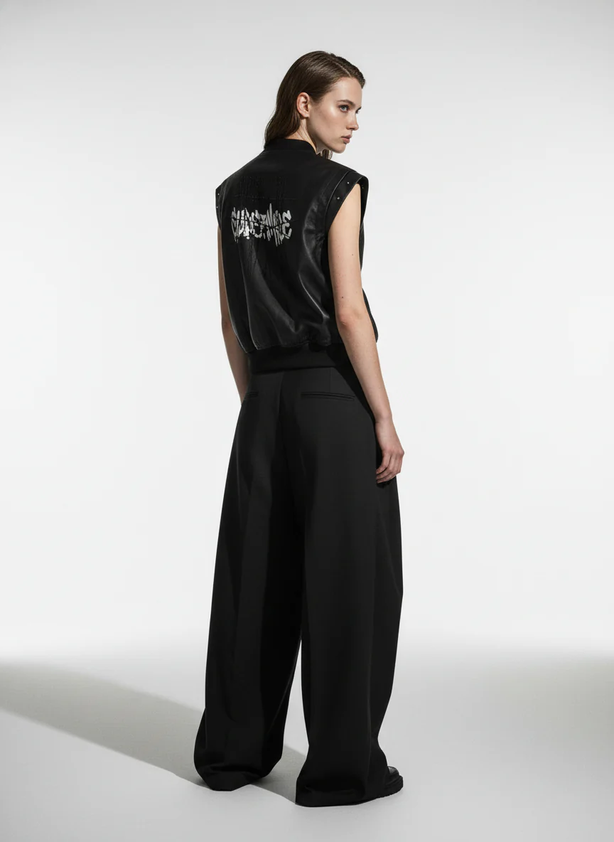 Thorn Destruction Frame Pattern Leather Vest - Image 4