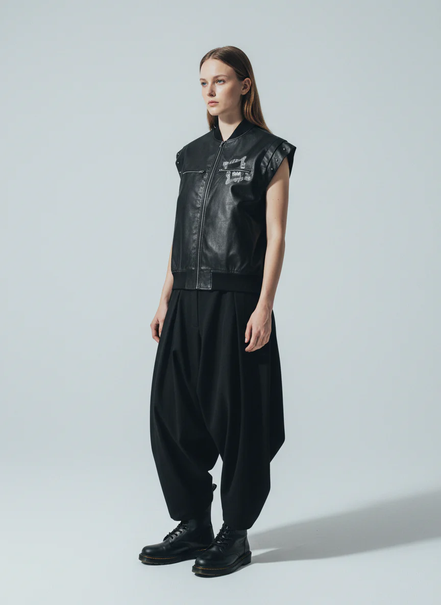 Thorn Destruction Frame Pattern Leather Vest - Image 5