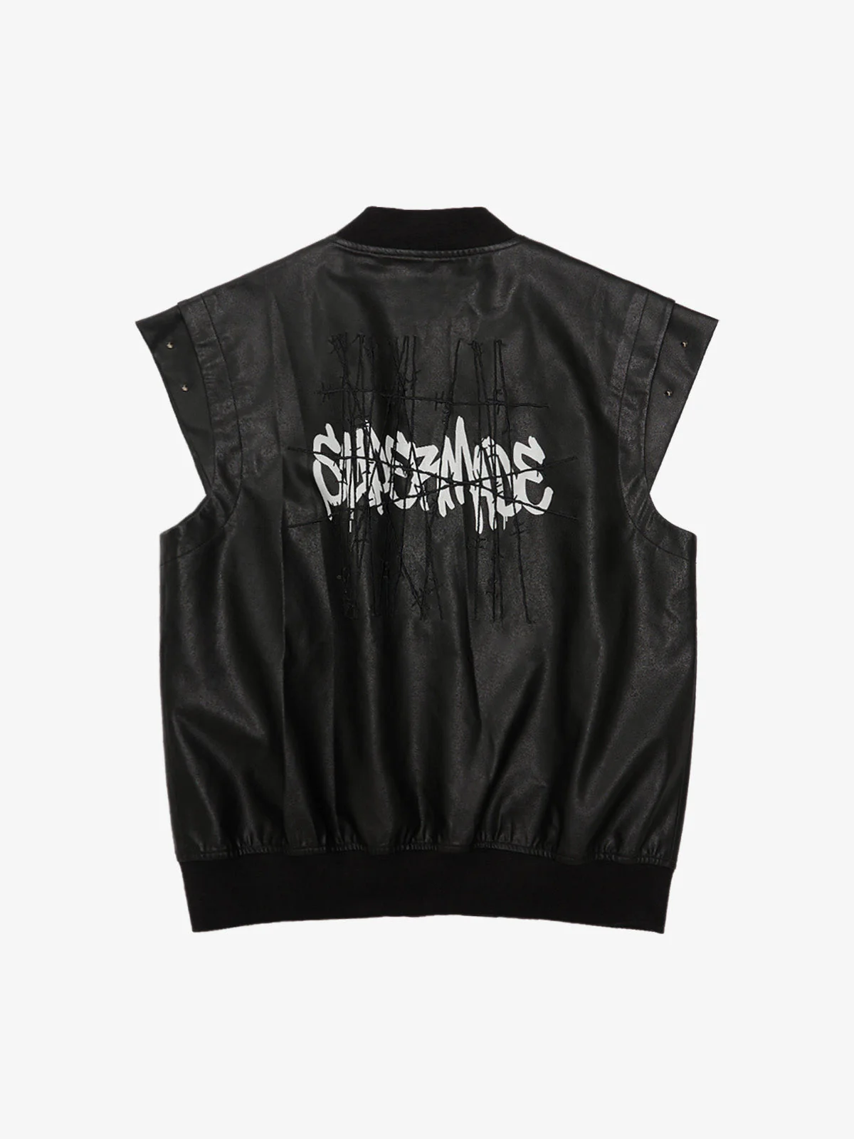 Thorn Destruction Frame Pattern Leather Vest - Image 6