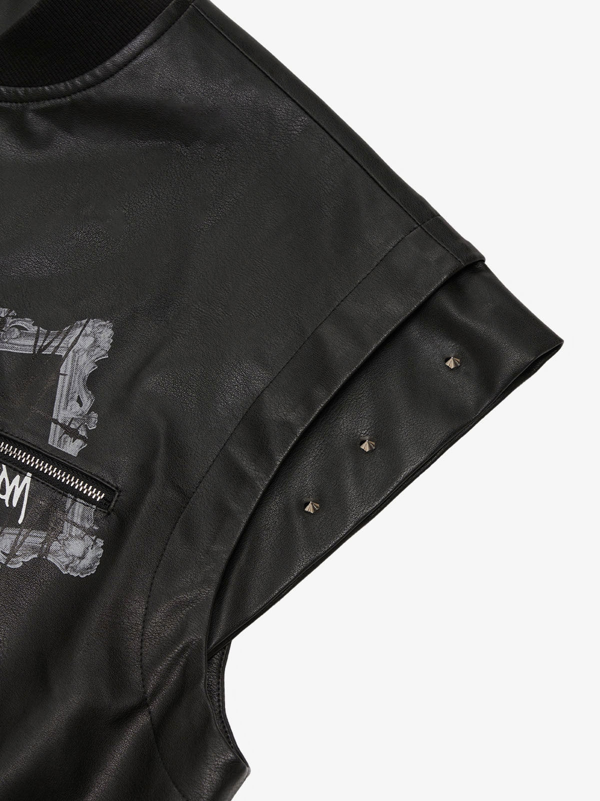 Thorn Destruction Frame Pattern Leather Vest - Image 8