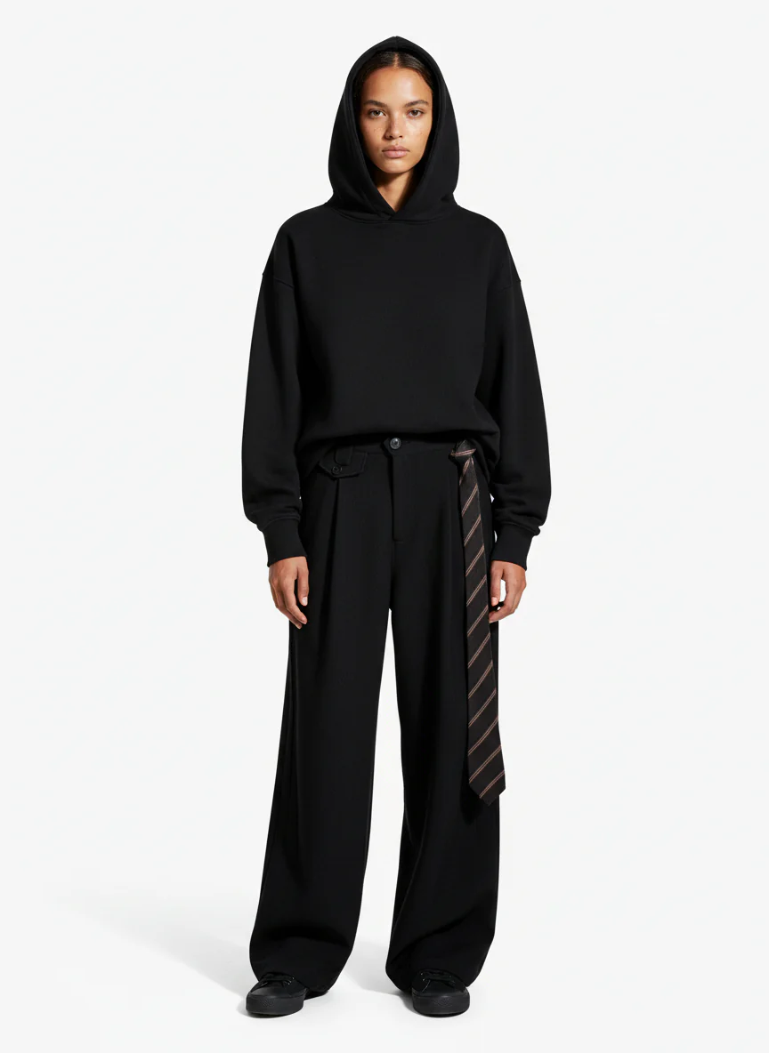 Tie Detail Relaxed Fit Draped Suit Pants - Image 4