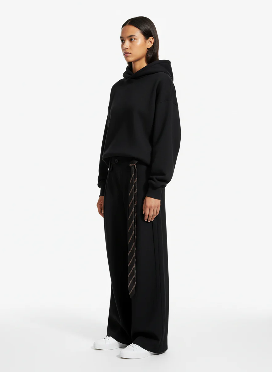 Tie Detail Relaxed Fit Draped Suit Pants - Image 5