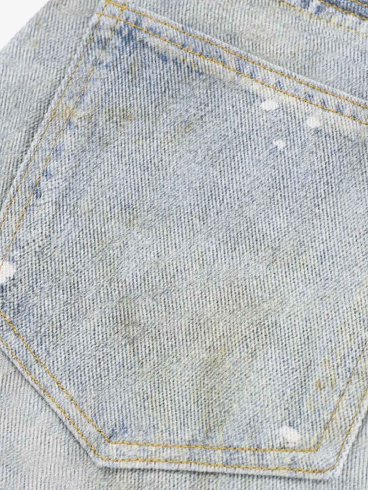 Tie Graphic Print Vintage Wash Wide Leg Denim Jeans - Image 8