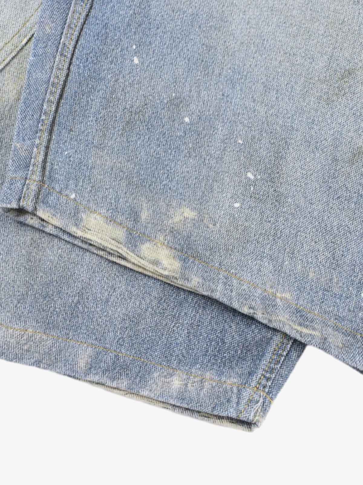 Tie Graphic Print Vintage Wash Wide Leg Denim Jeans - Image 9
