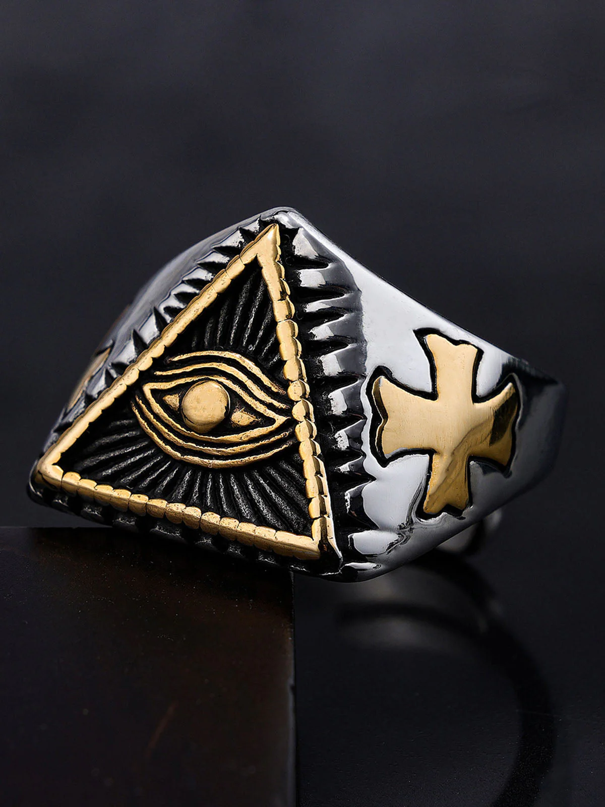 Triangle Eye Steel Ring - Image 2