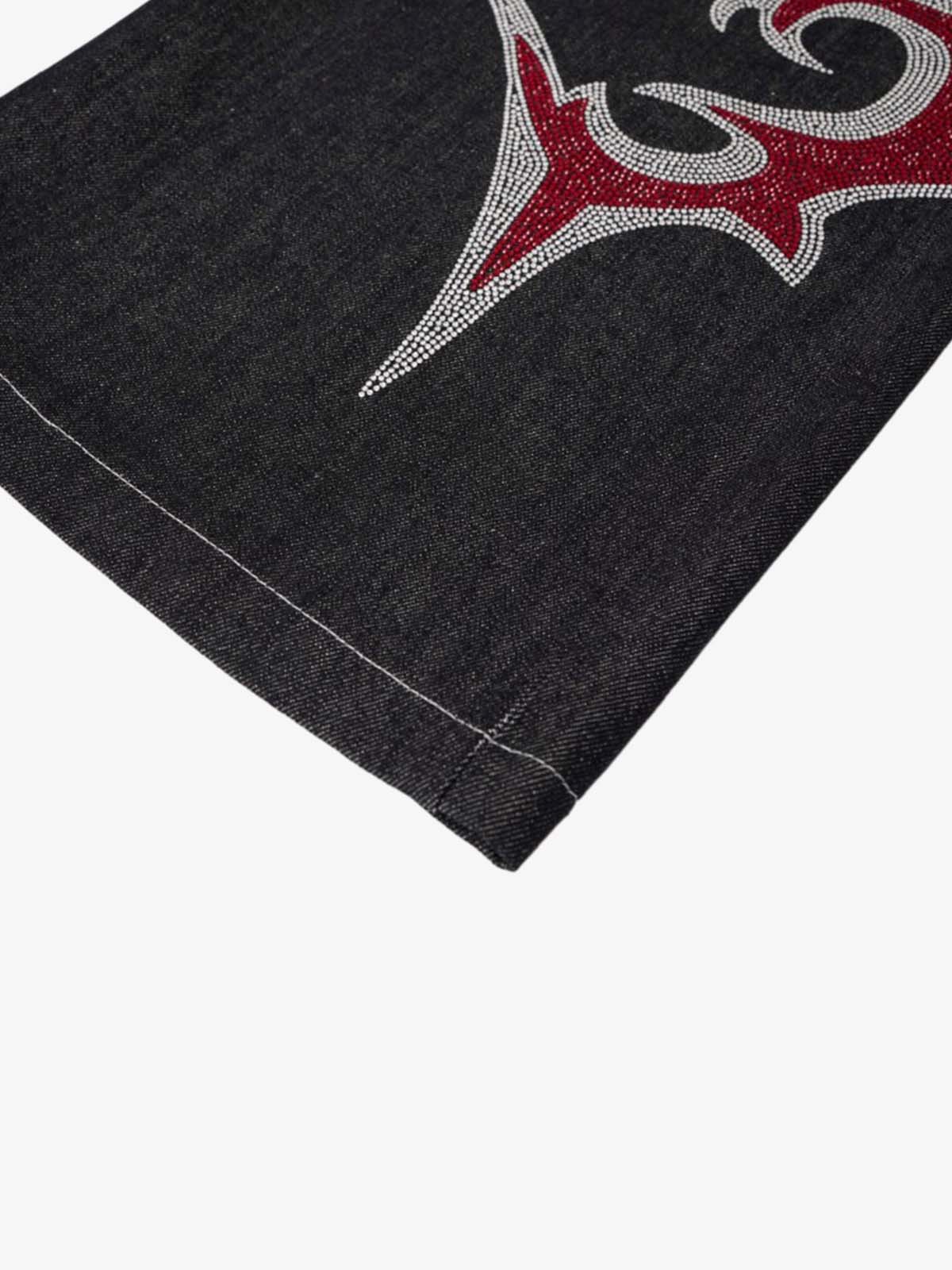 Tribal Rhinestone Graphic Wide Leg Jeans - Image 9