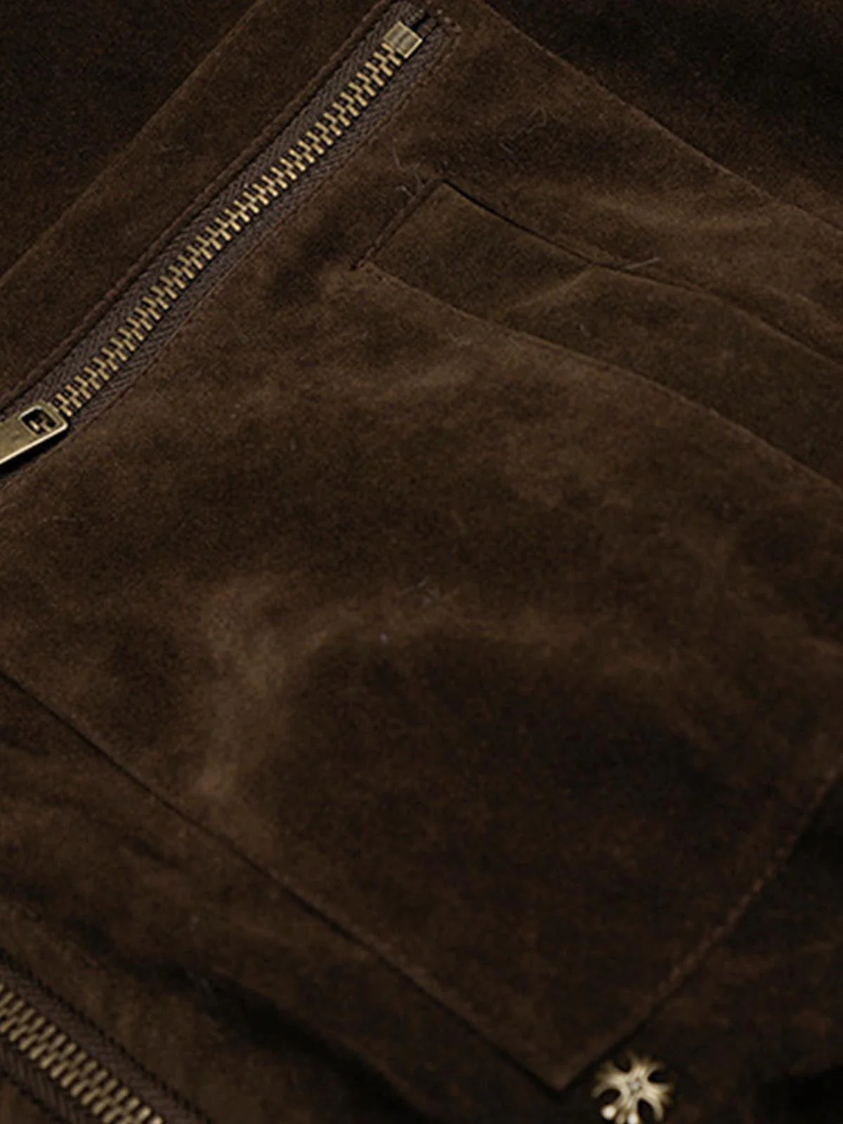 Utility Faux Shearling Collar Suede Look Zip Up Jacket - Image 12
