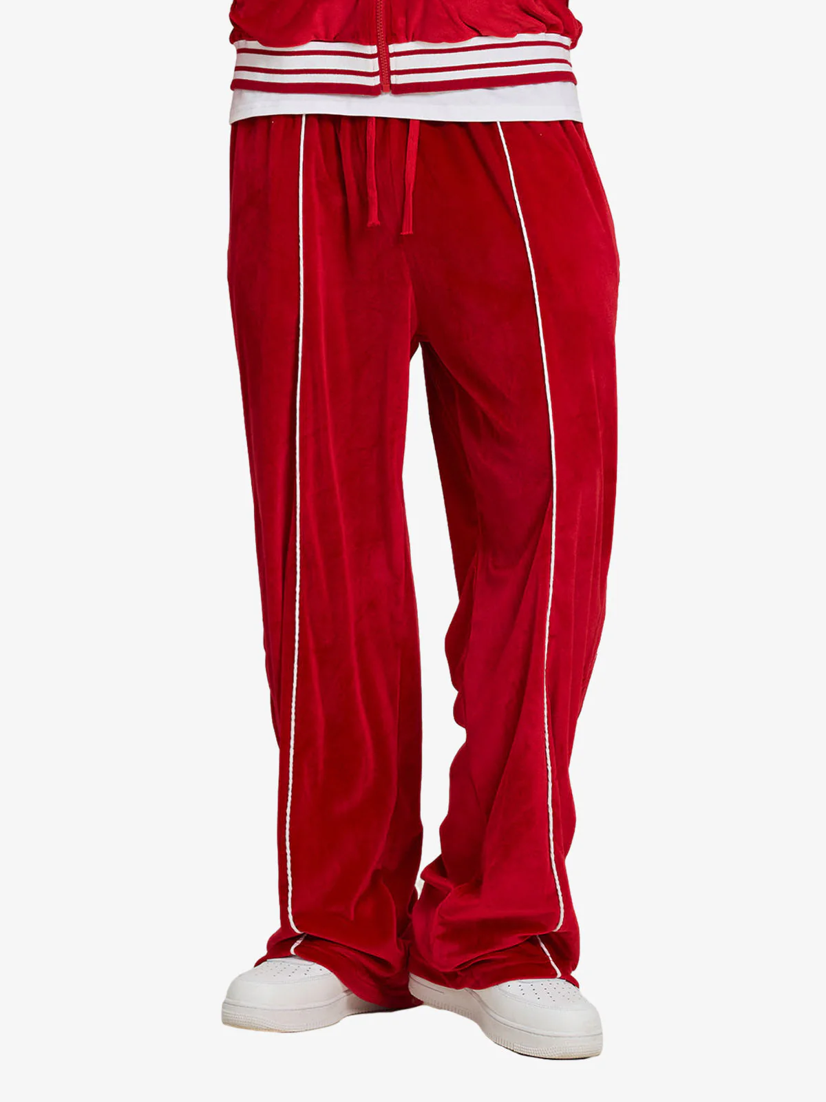 Velour Side Stripe Wide Leg Track Pants - Image 6