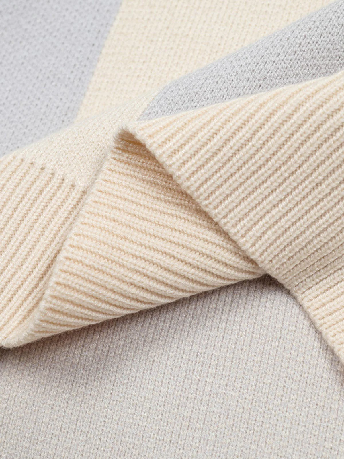 Vertical Striped Colorblock Lapel Sweater - Image 12