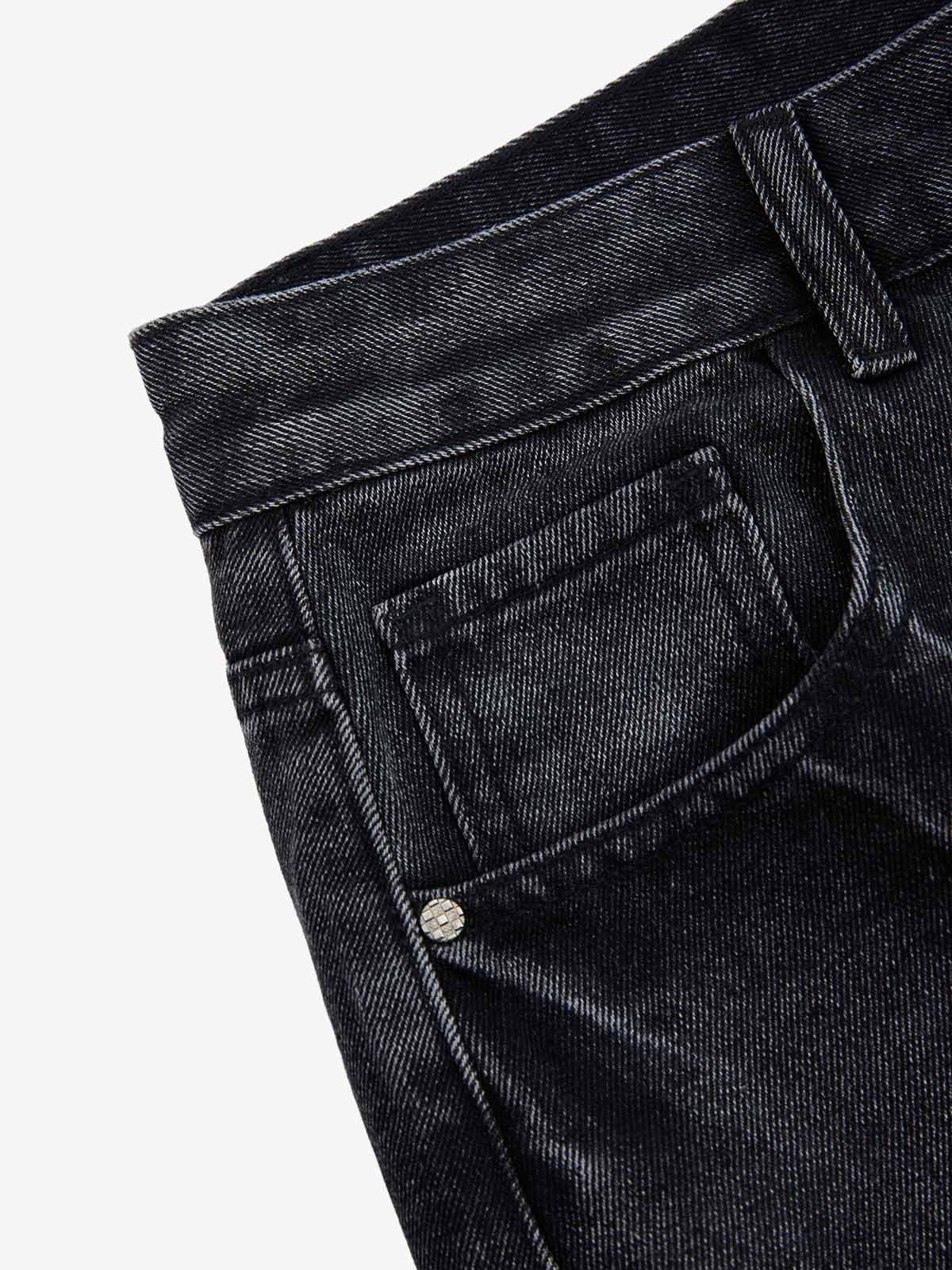 Vintage Barbed Wire Embroidery Distressed Washed Denim Jorts - Image 9