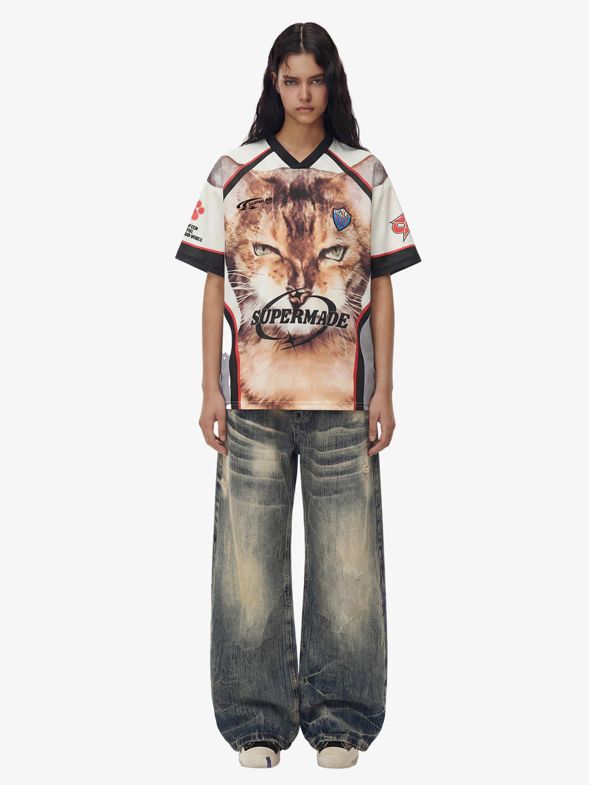 Vintage Big Cat Graphic Racing Jersey T-Shirt - Image 4