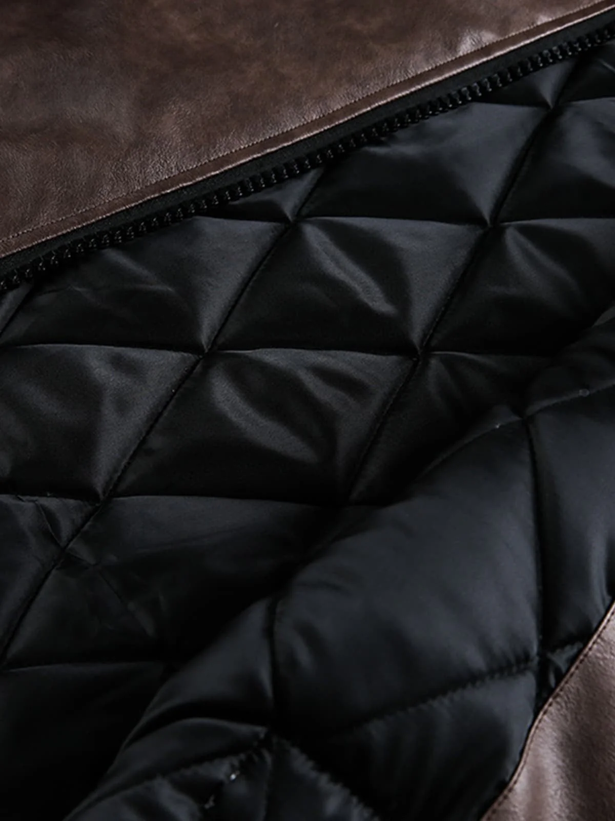 Vintage Brown Faux Fur Trim Faux Leather Padded Bomber Jacket - Image 11
