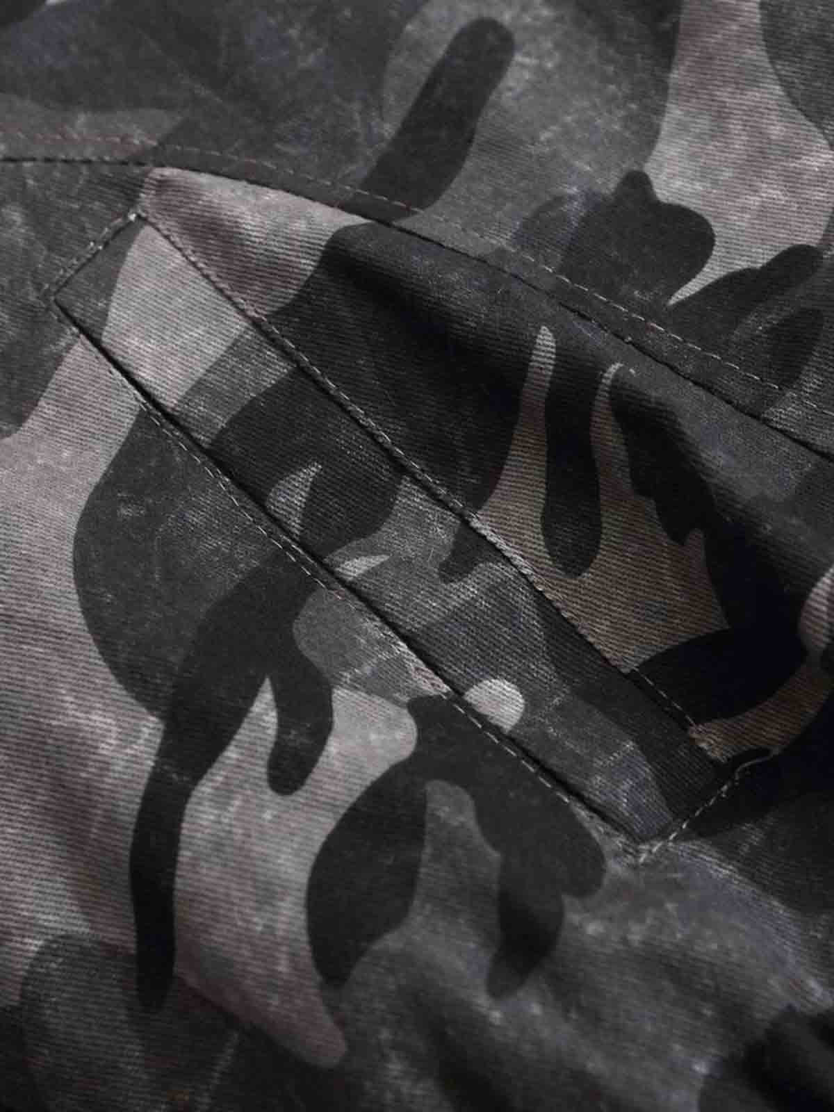 Vintage Camo Faux Fur Hood Padded Bomber Jacket - Image 15