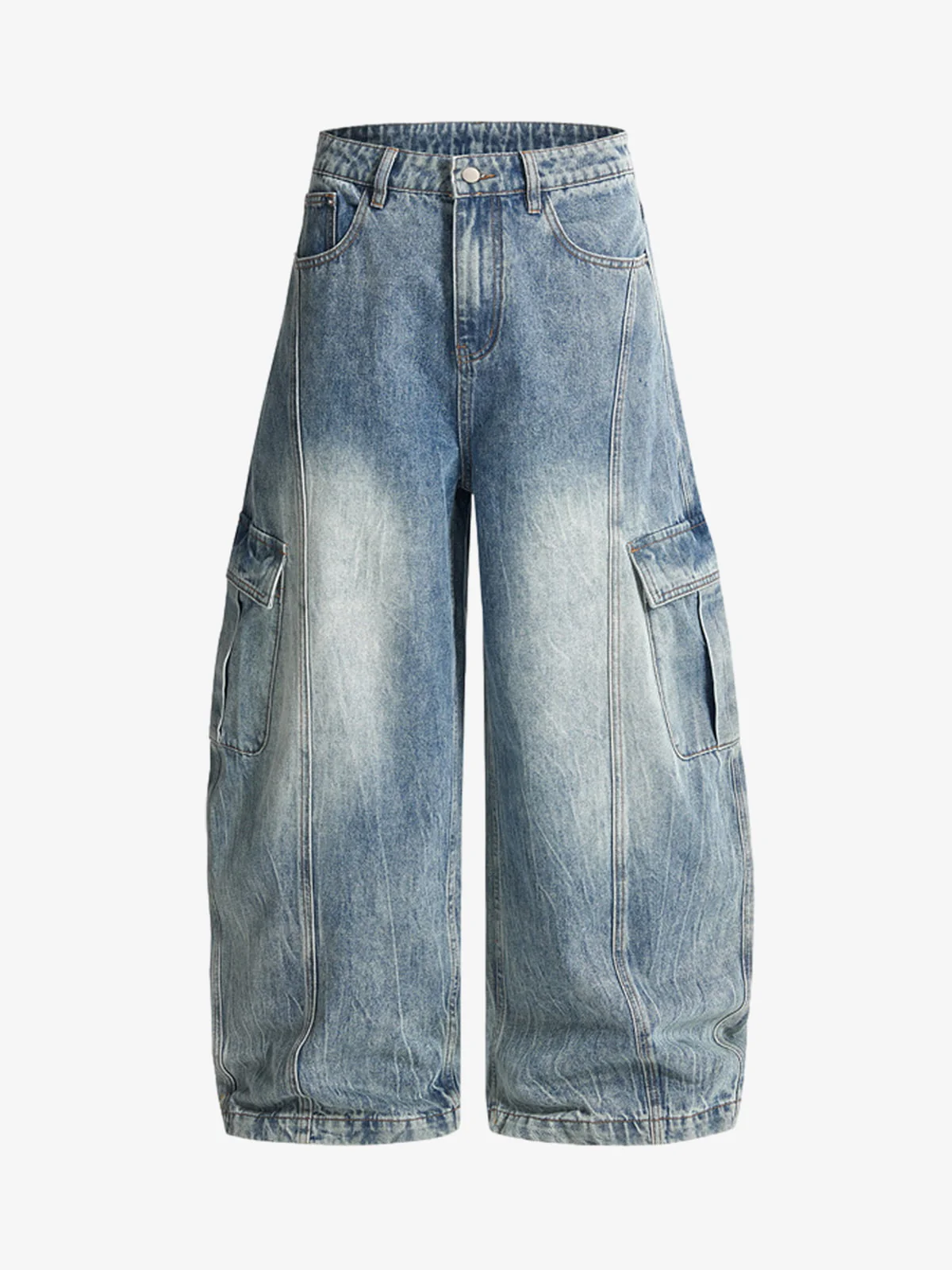 Vintage Cargo Pocket Washed Barrel Jeans