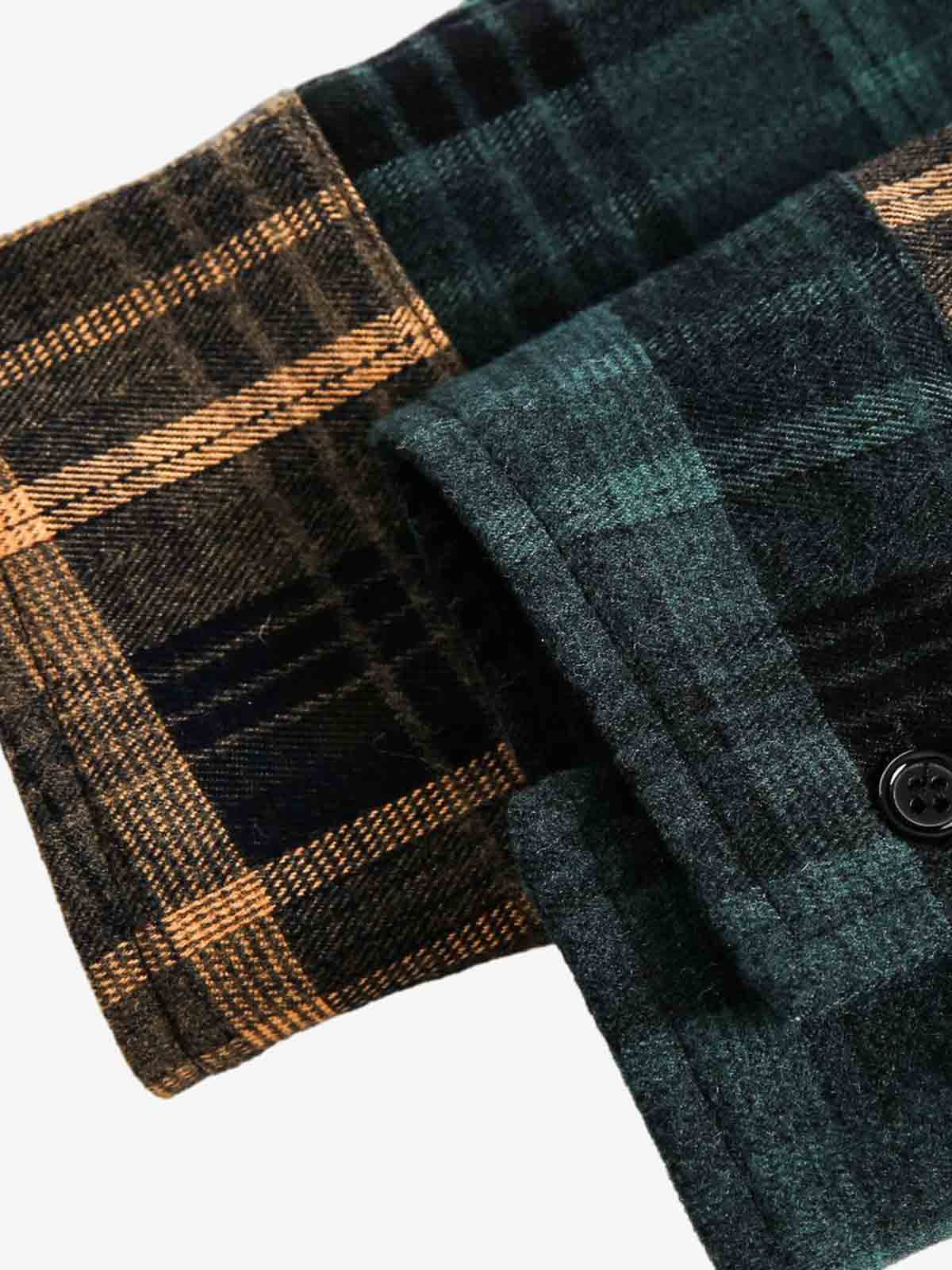Vintage Clean-Fit Patchwork Plaid Shirt - Image 4