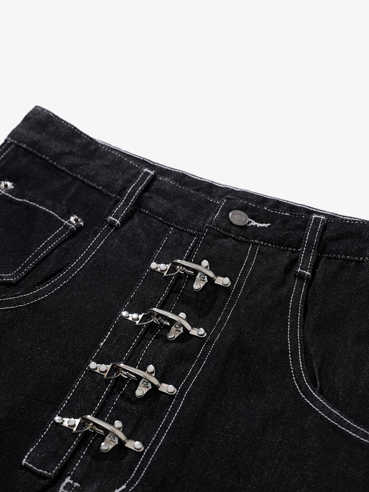 Vintage Contrast Stitch Button-Up Scimitar Jeans - Image 10