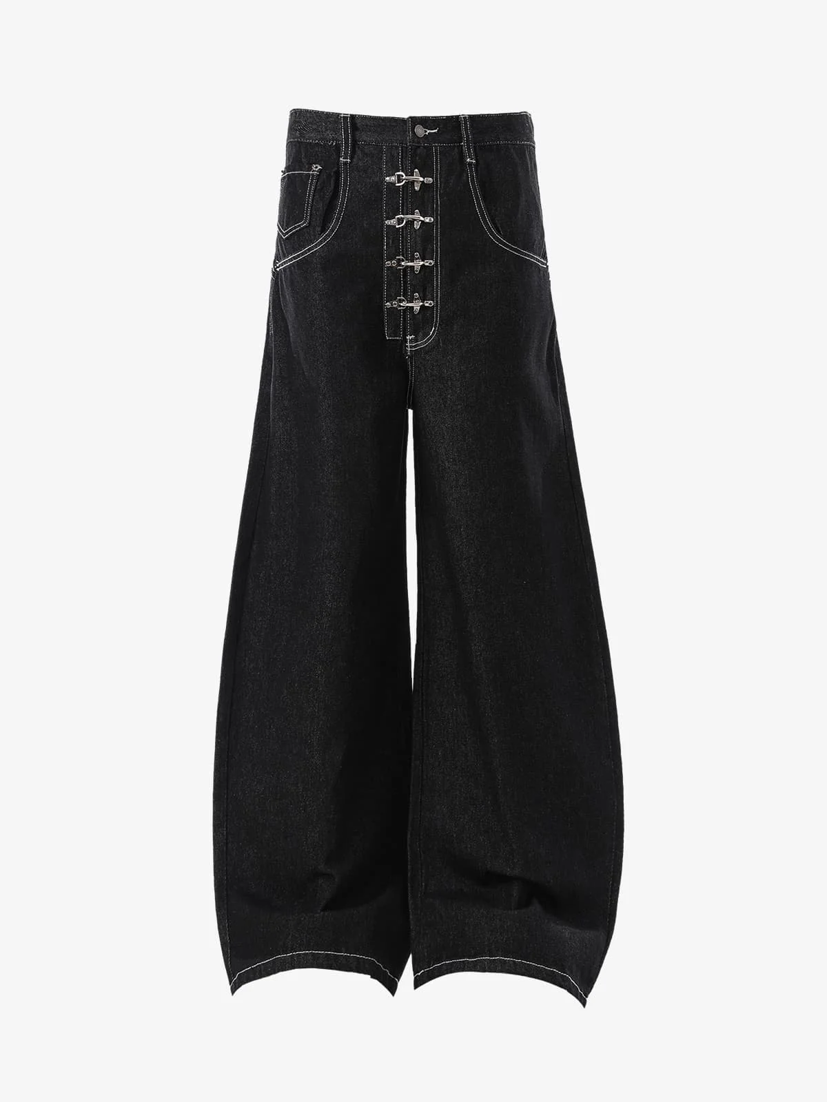 Vintage Contrast Stitch Button-Up Scimitar Jeans - Image 2