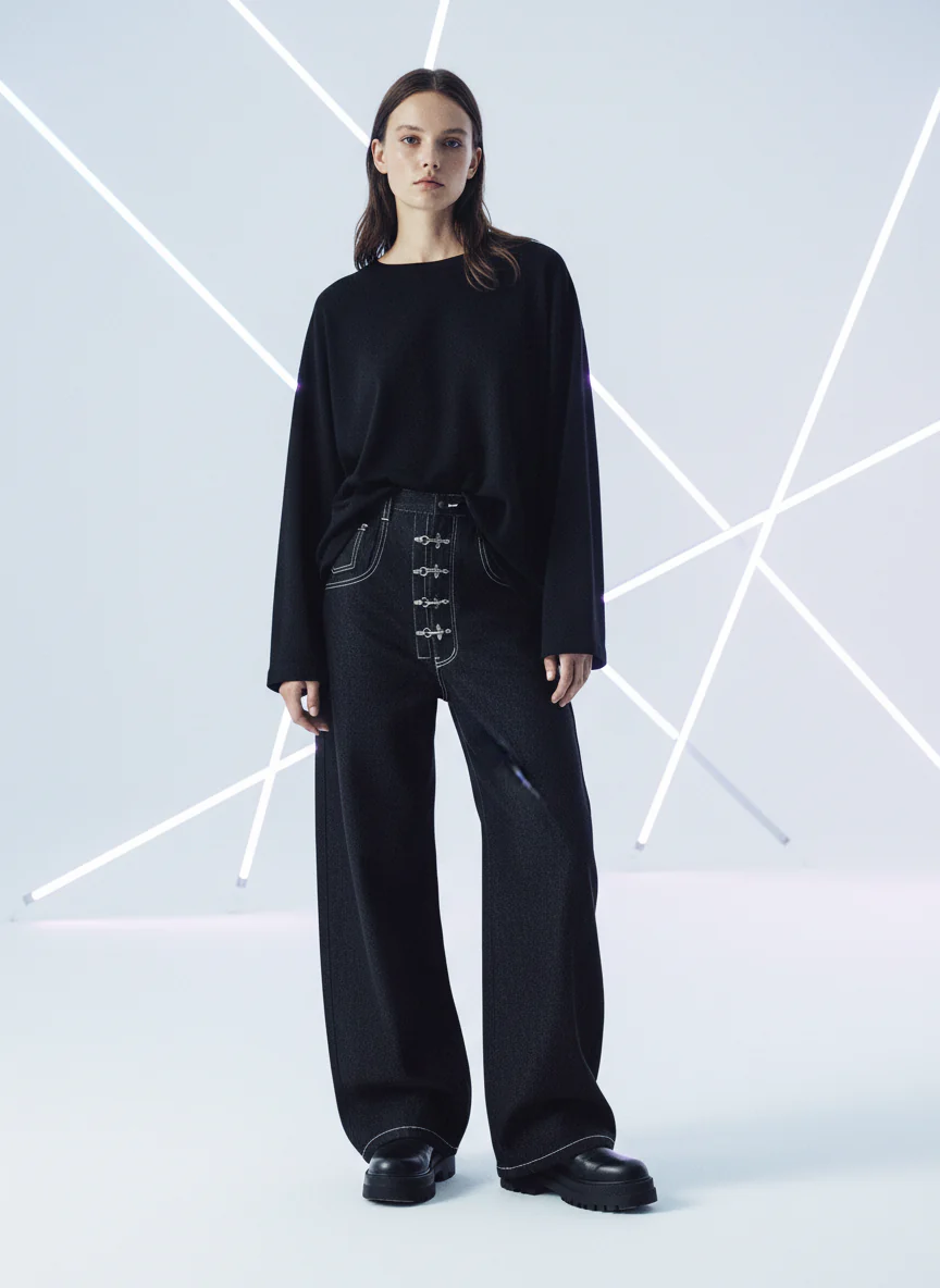 Vintage Contrast Stitch Button-Up Scimitar Jeans - Image 3