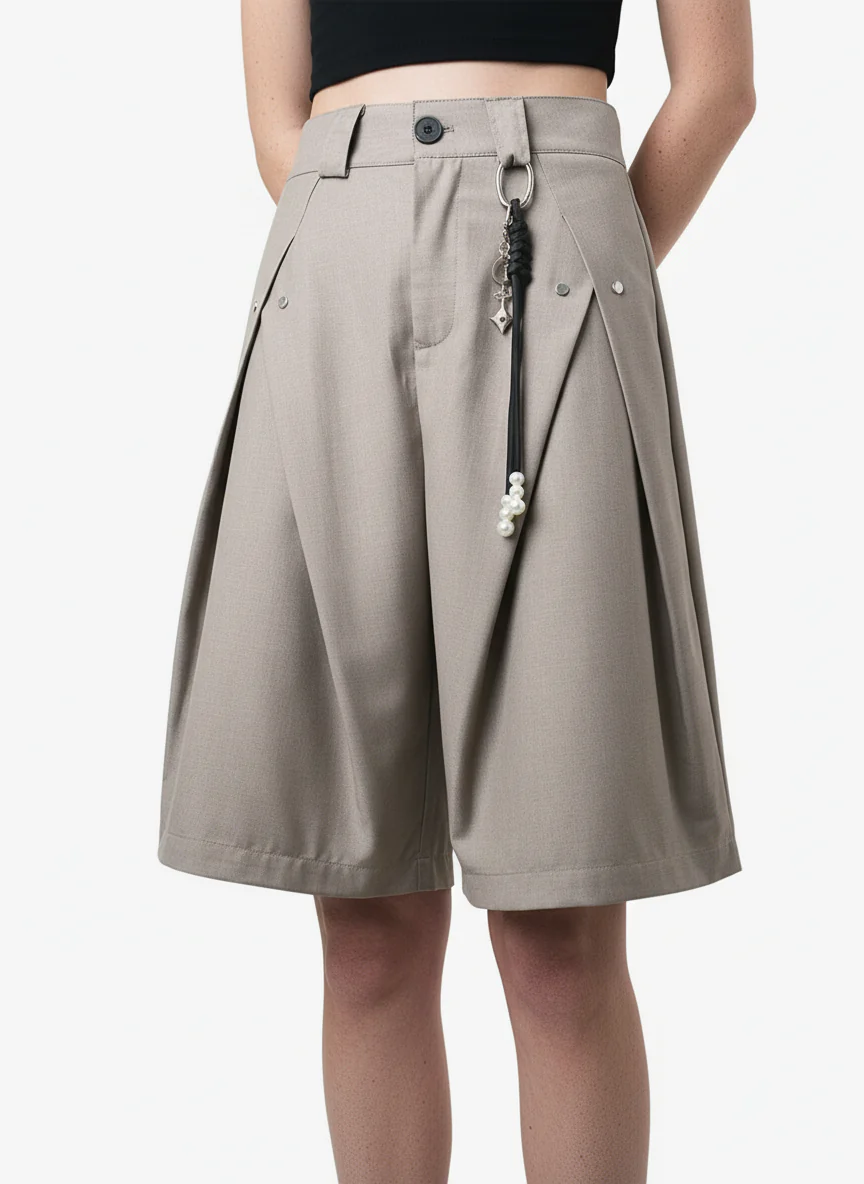 Vintage Deconstructed Pleated Shorts
