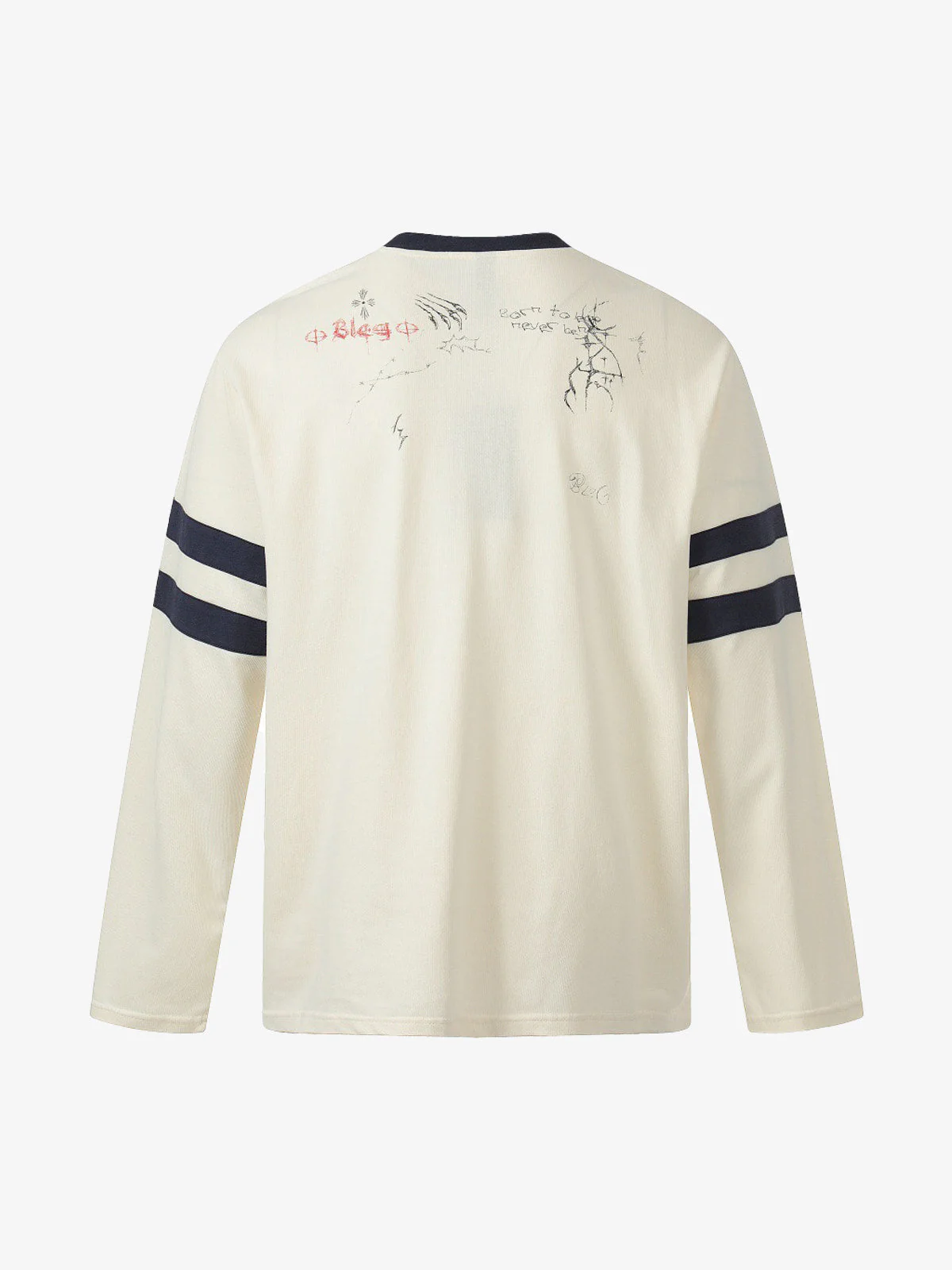 Vintage Distressed 23 Patch Graffiti Print Long Sleeve T-Shirt - Image 2
