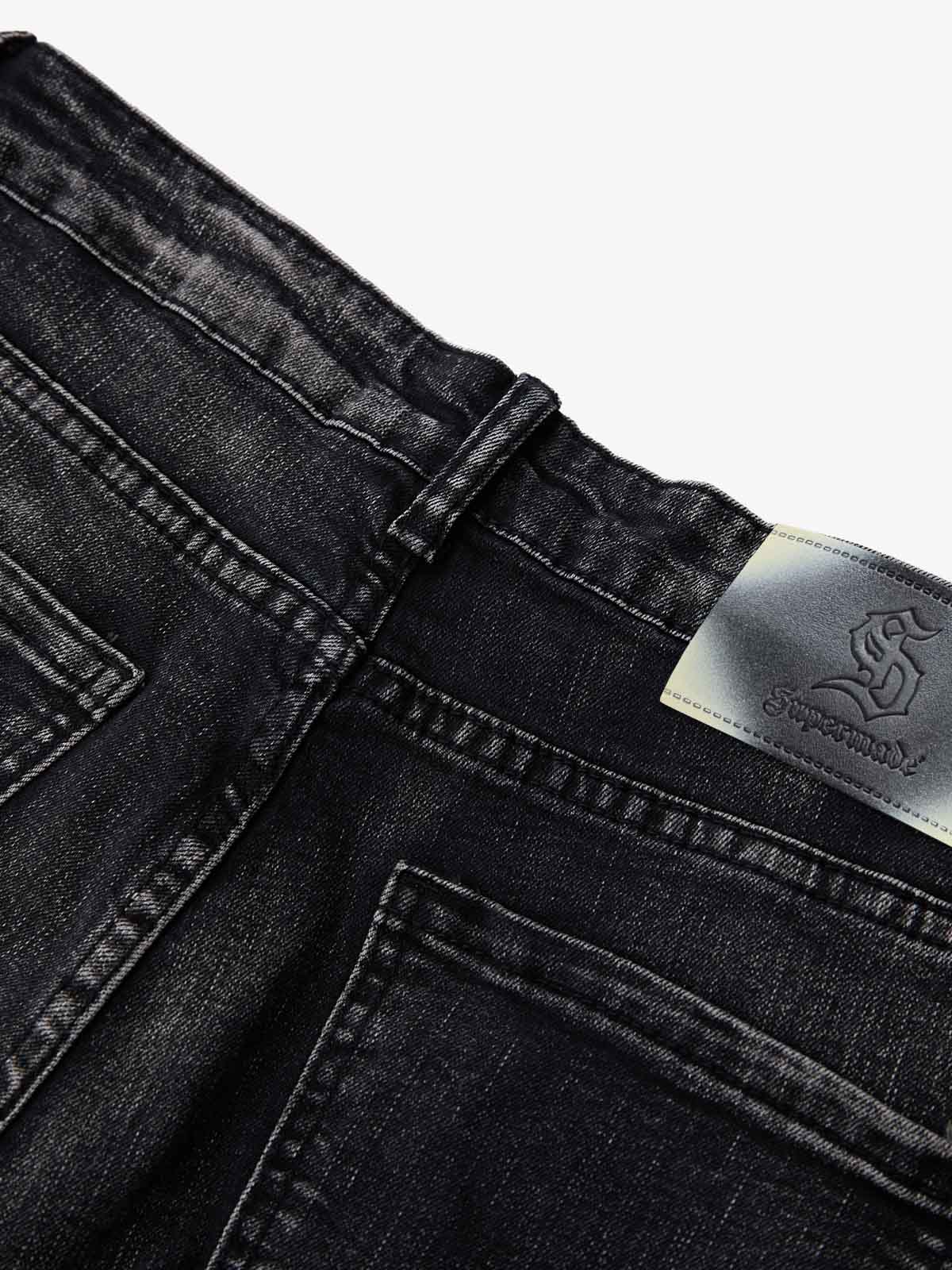 Vintage Distressed Button Fly Ruched Panel Flared Jeans - Image 10