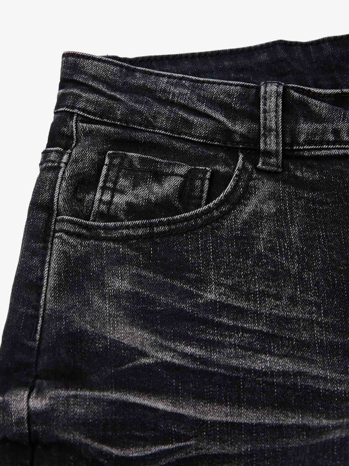 Vintage Distressed Button Fly Ruched Panel Flared Jeans - Image 11