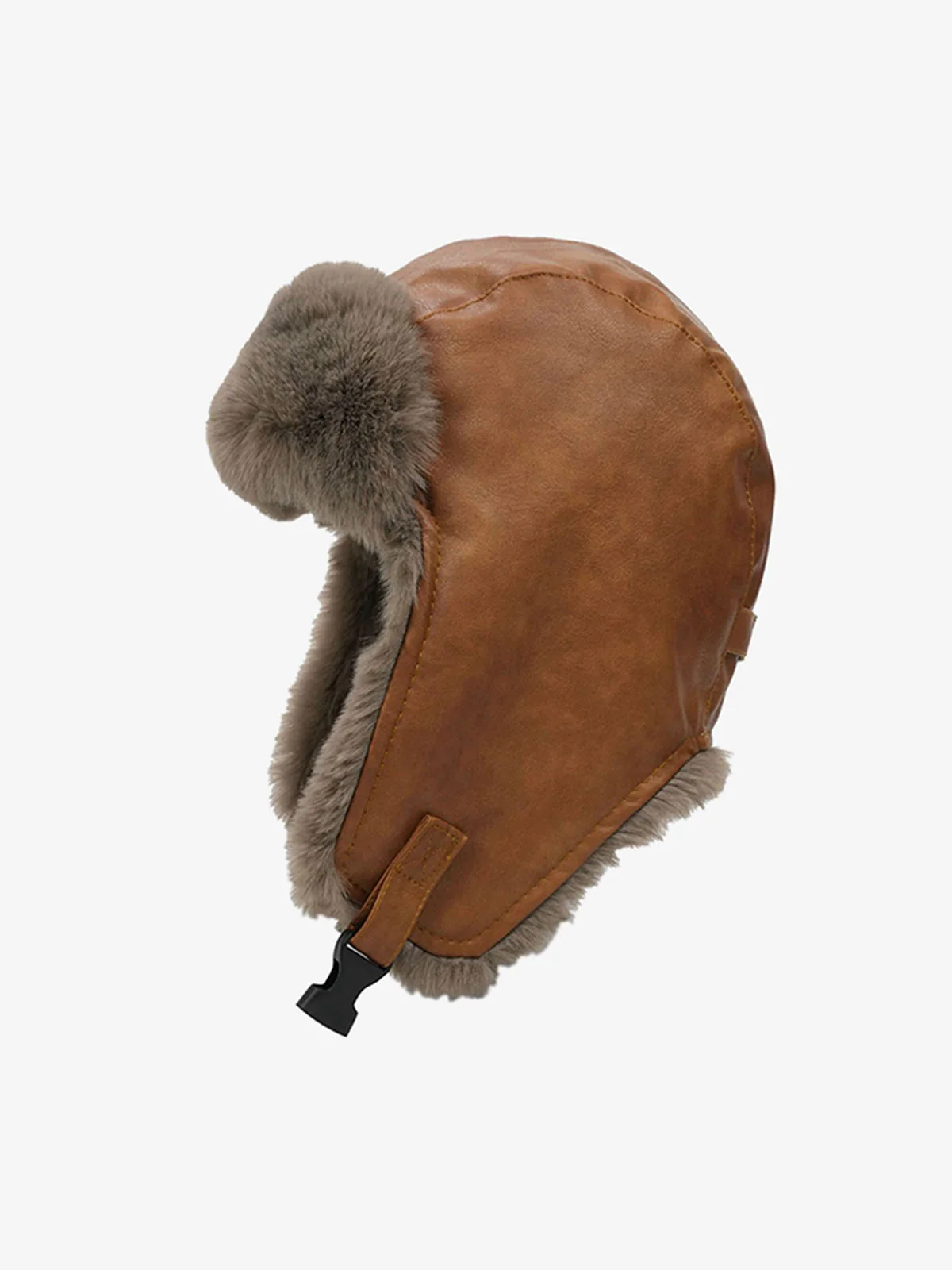 Vintage Distressed Leather Plush Trapper Hat - Image 4