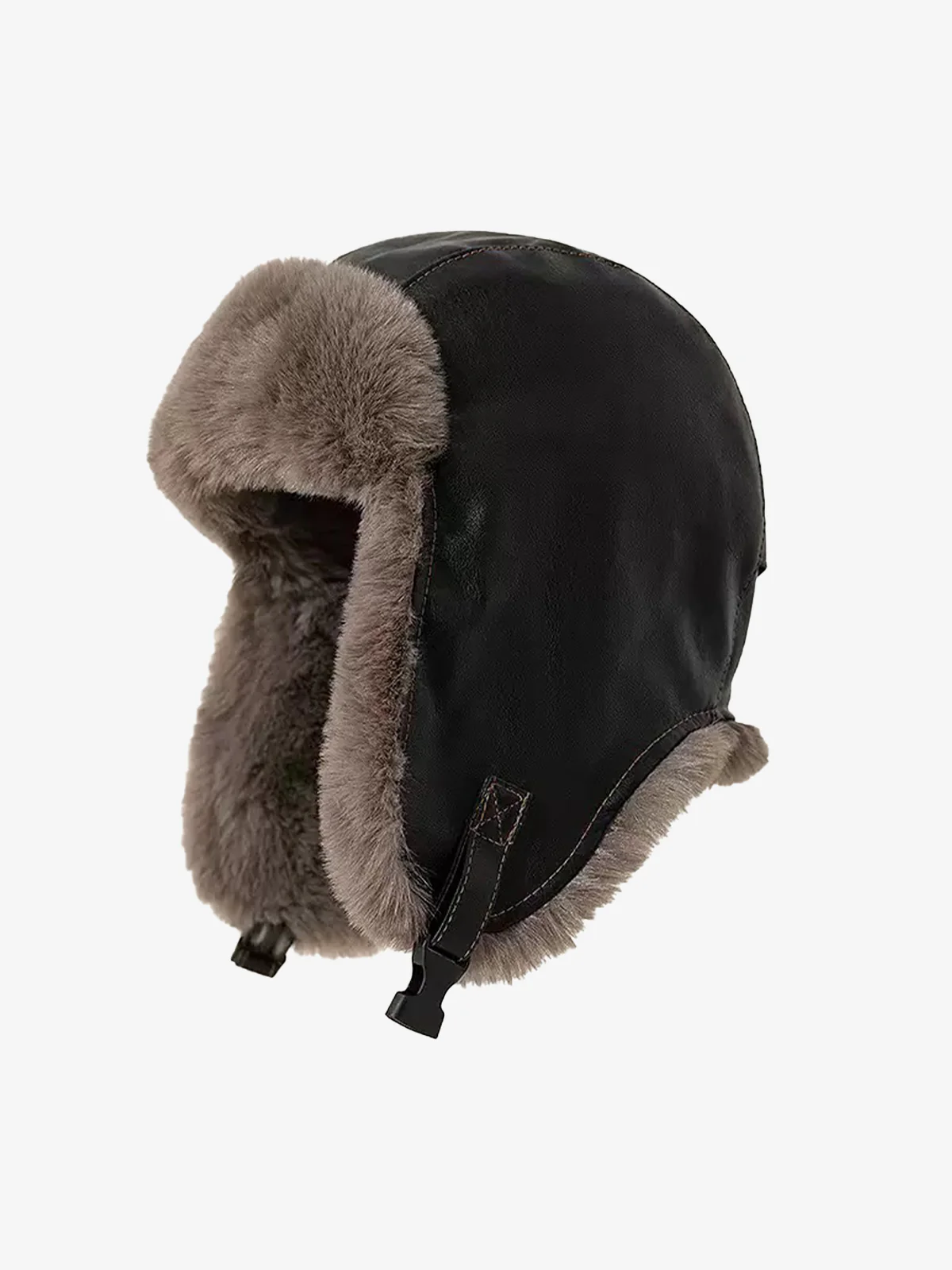 Vintage Distressed Leather Plush Trapper Hat - Image 5