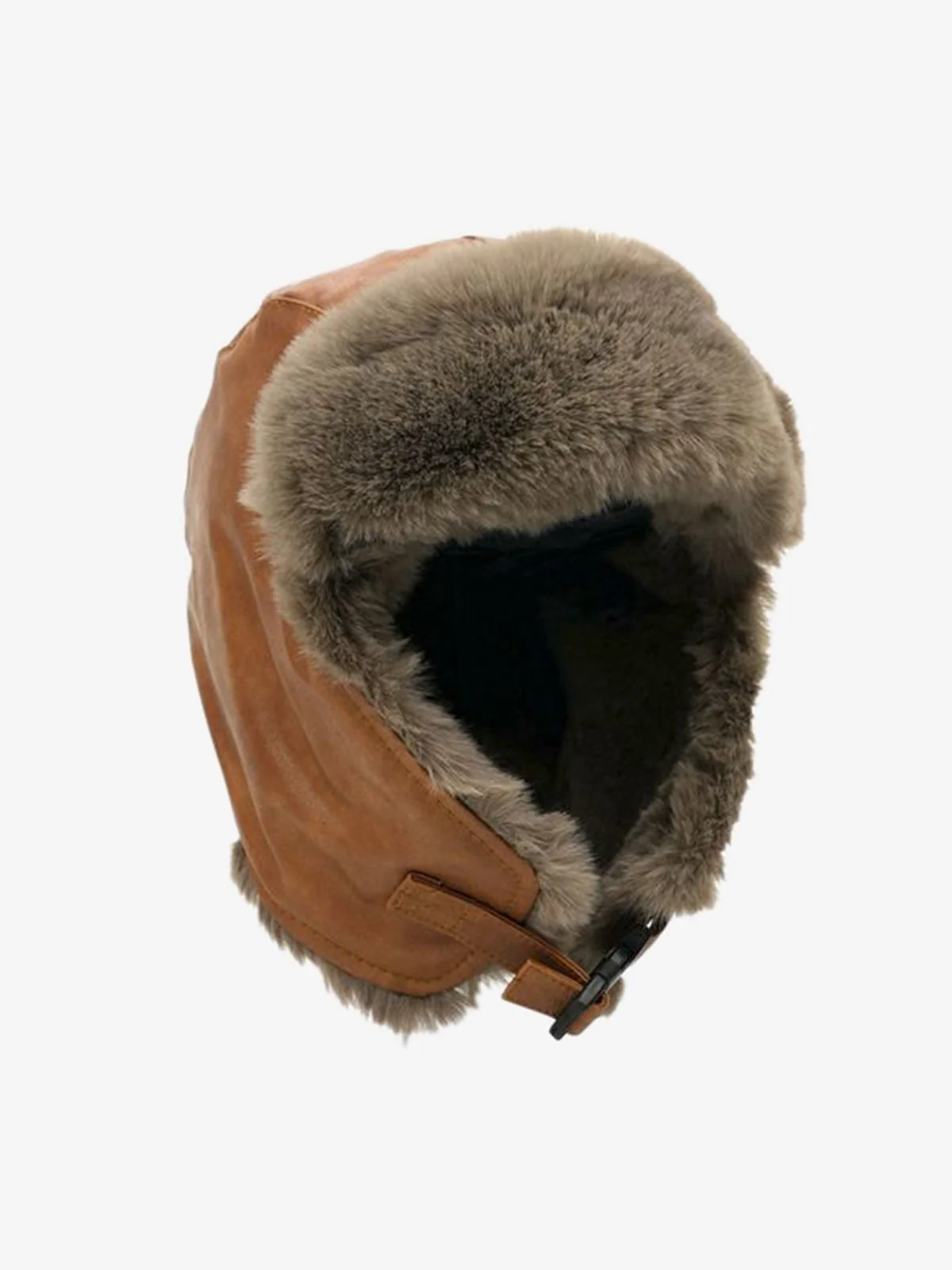 Vintage Distressed Leather Plush Trapper Hat - Image 6